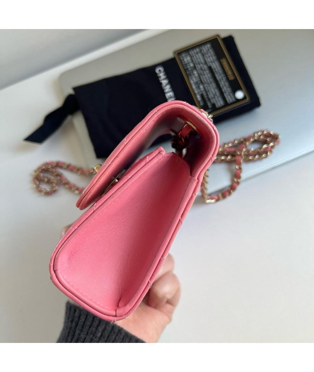 CHANEL Розовая кожаная сумка через плечо, фото 2