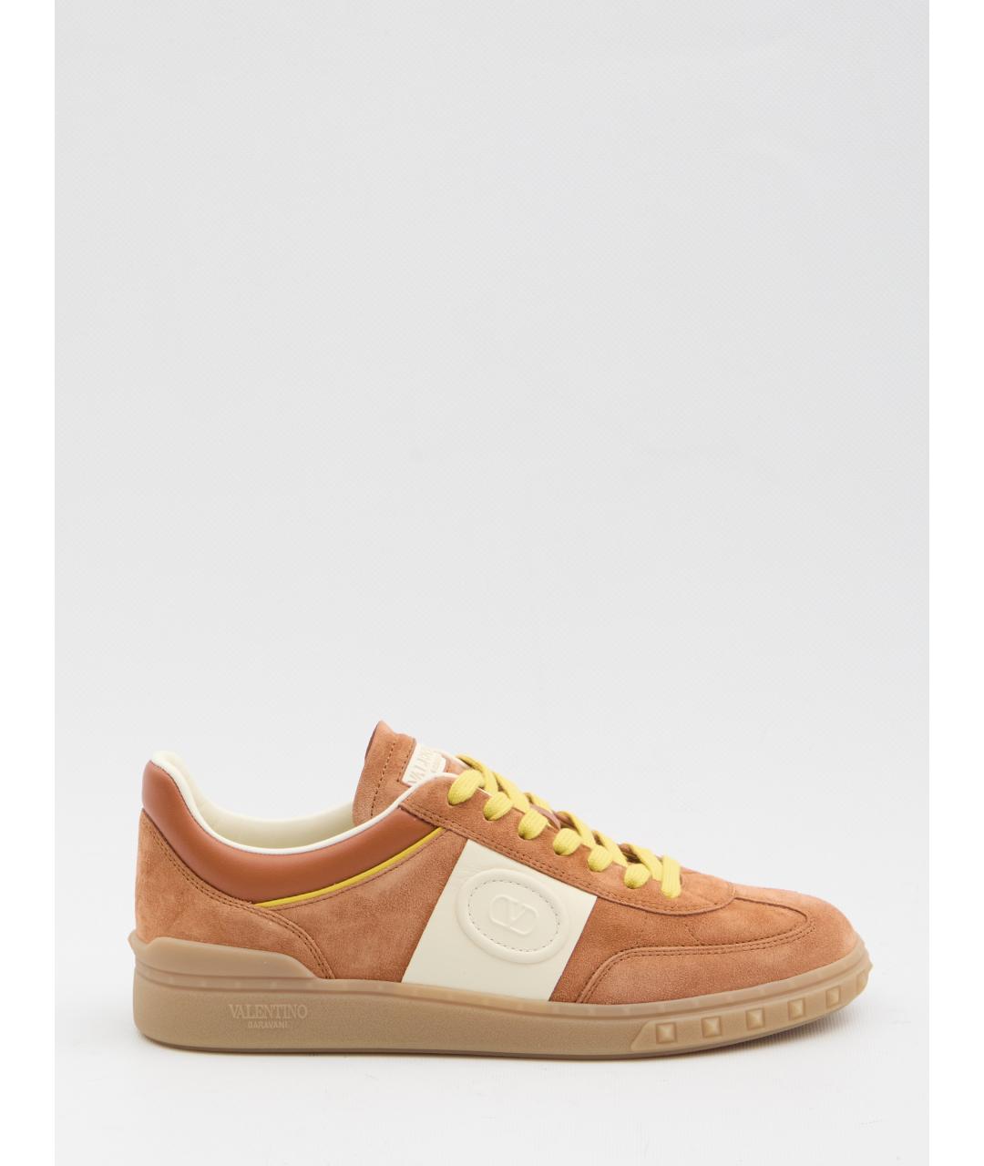 VALENTINO Оранжевое замшевые низкие кроссовки / кеды, фото 6