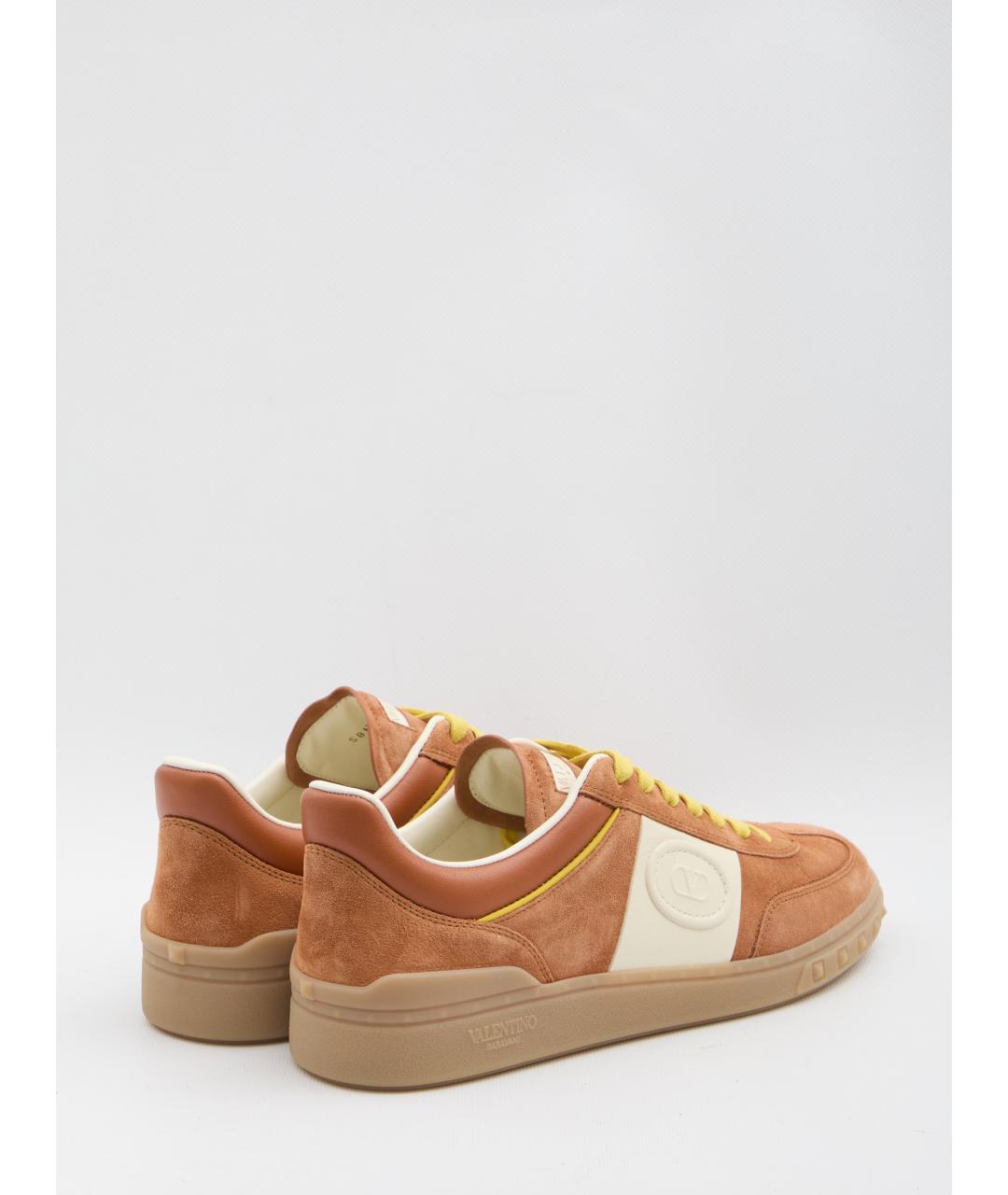 VALENTINO Оранжевое замшевые низкие кроссовки / кеды, фото 3
