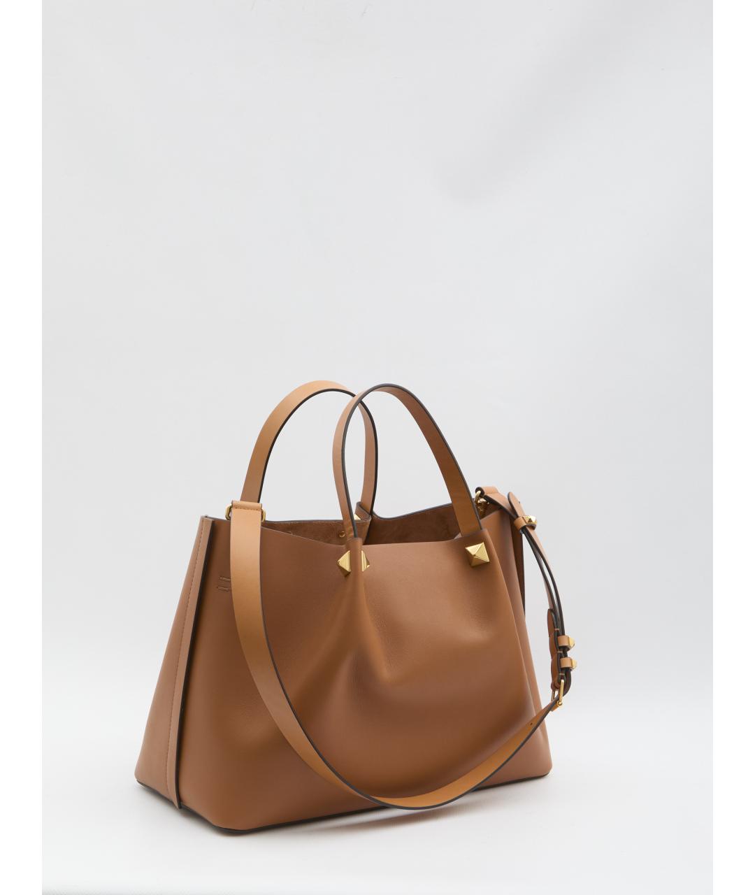 VALENTINO Бежевая кожаная сумка тоут, фото 2