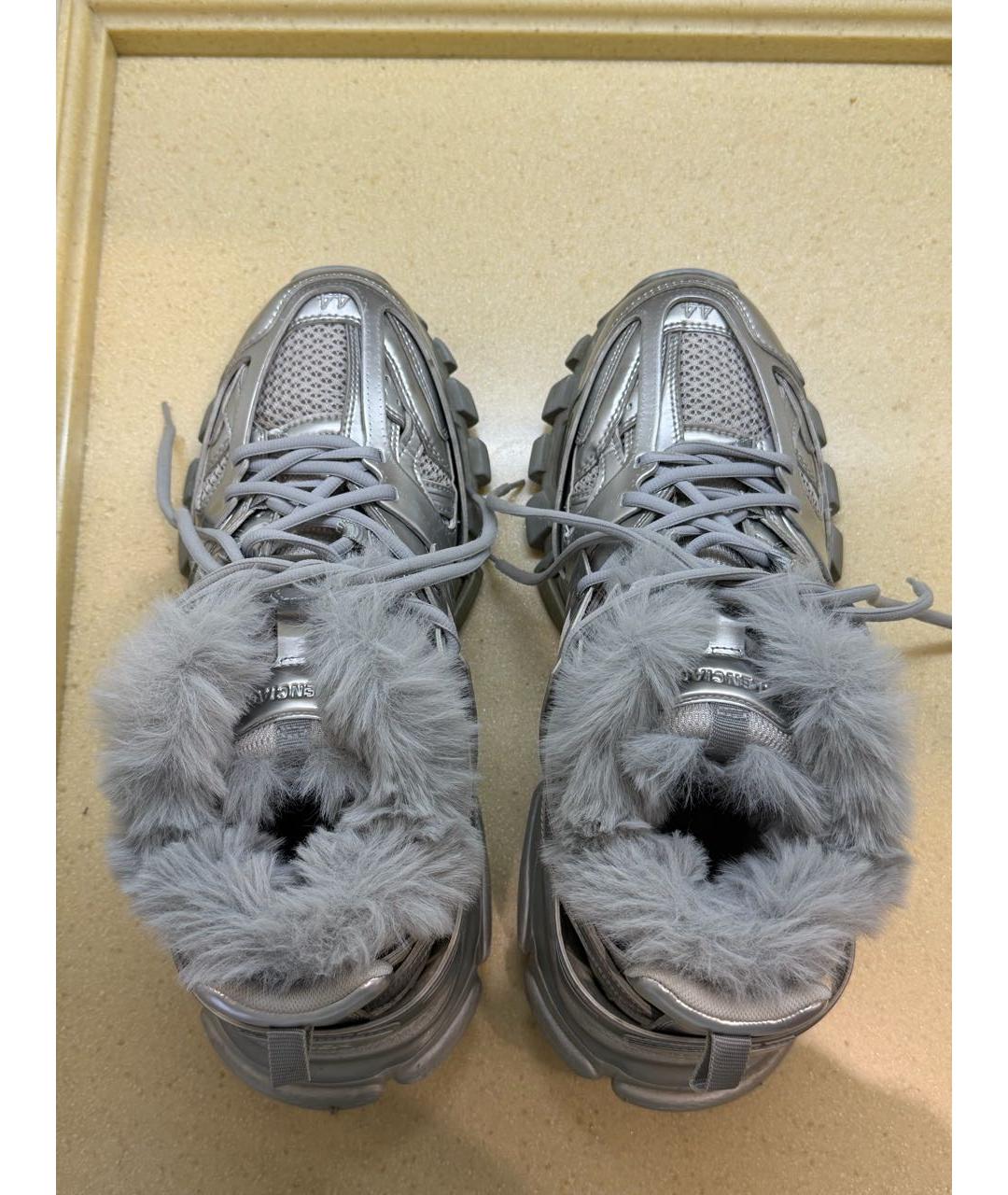 BALENCIAGA Серебряные высокие кроссовки / кеды из лакированной кожи, фото 3