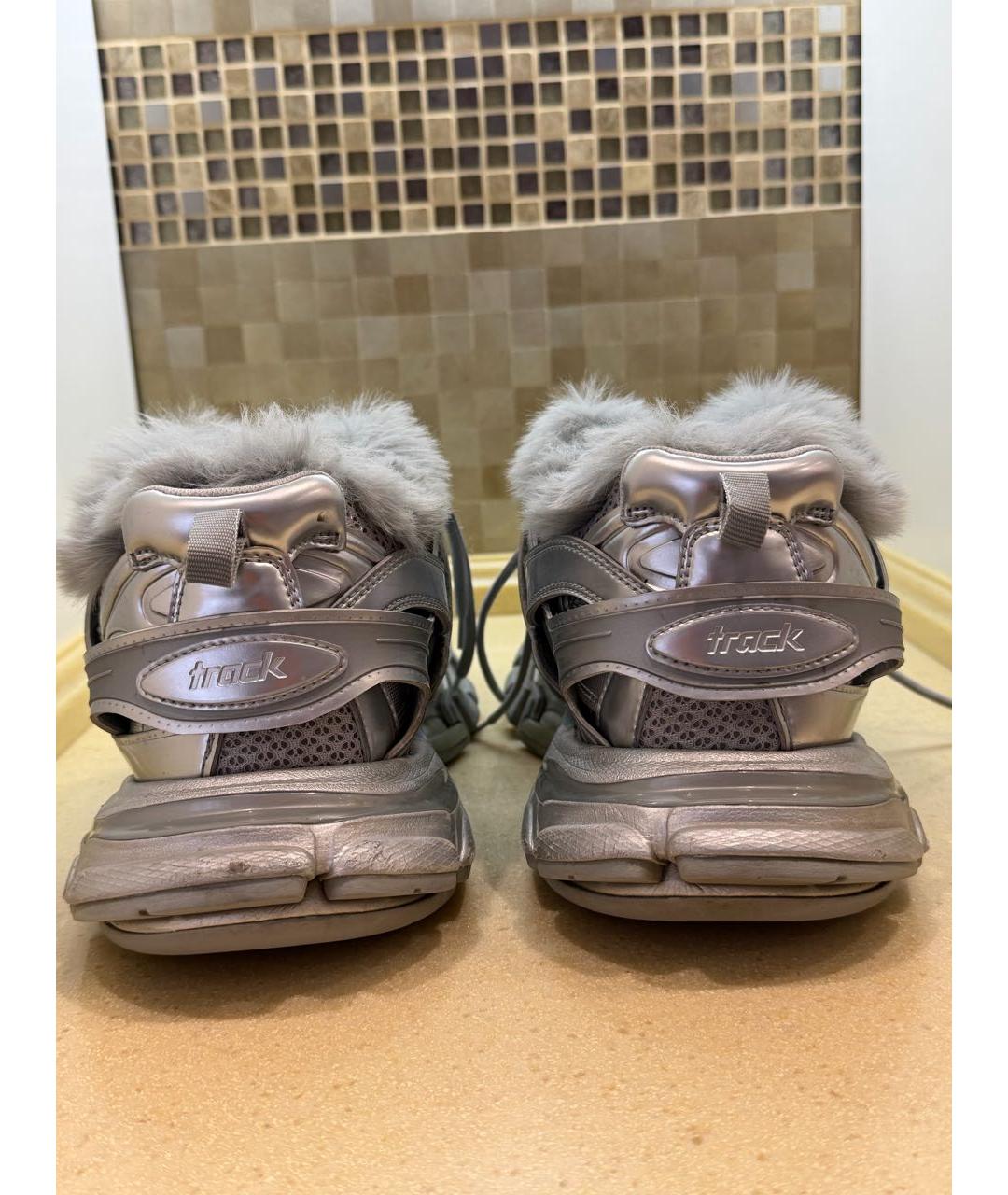 BALENCIAGA Серебряные высокие кроссовки / кеды из лакированной кожи, фото 4