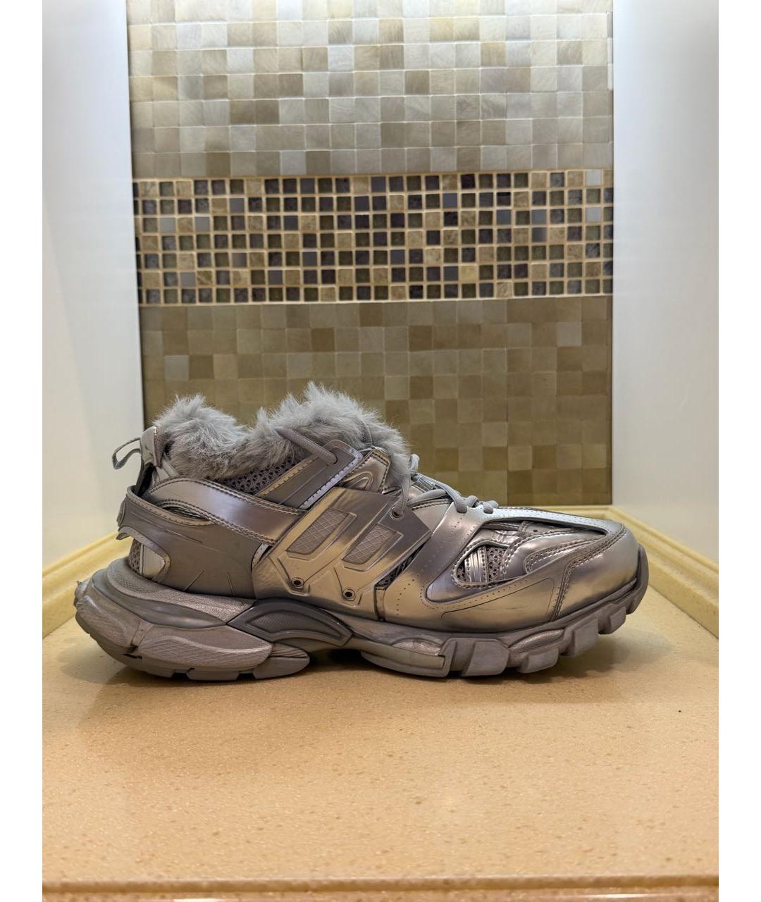 BALENCIAGA Серебряные высокие кроссовки / кеды из лакированной кожи, фото 5