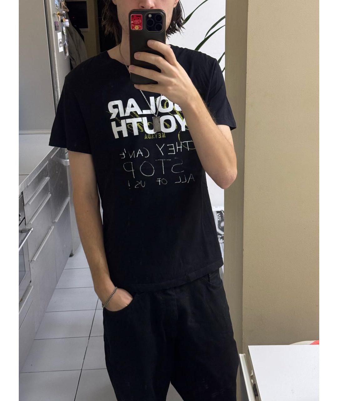 RAF SIMONS Черная хлопковая футболка, фото 4