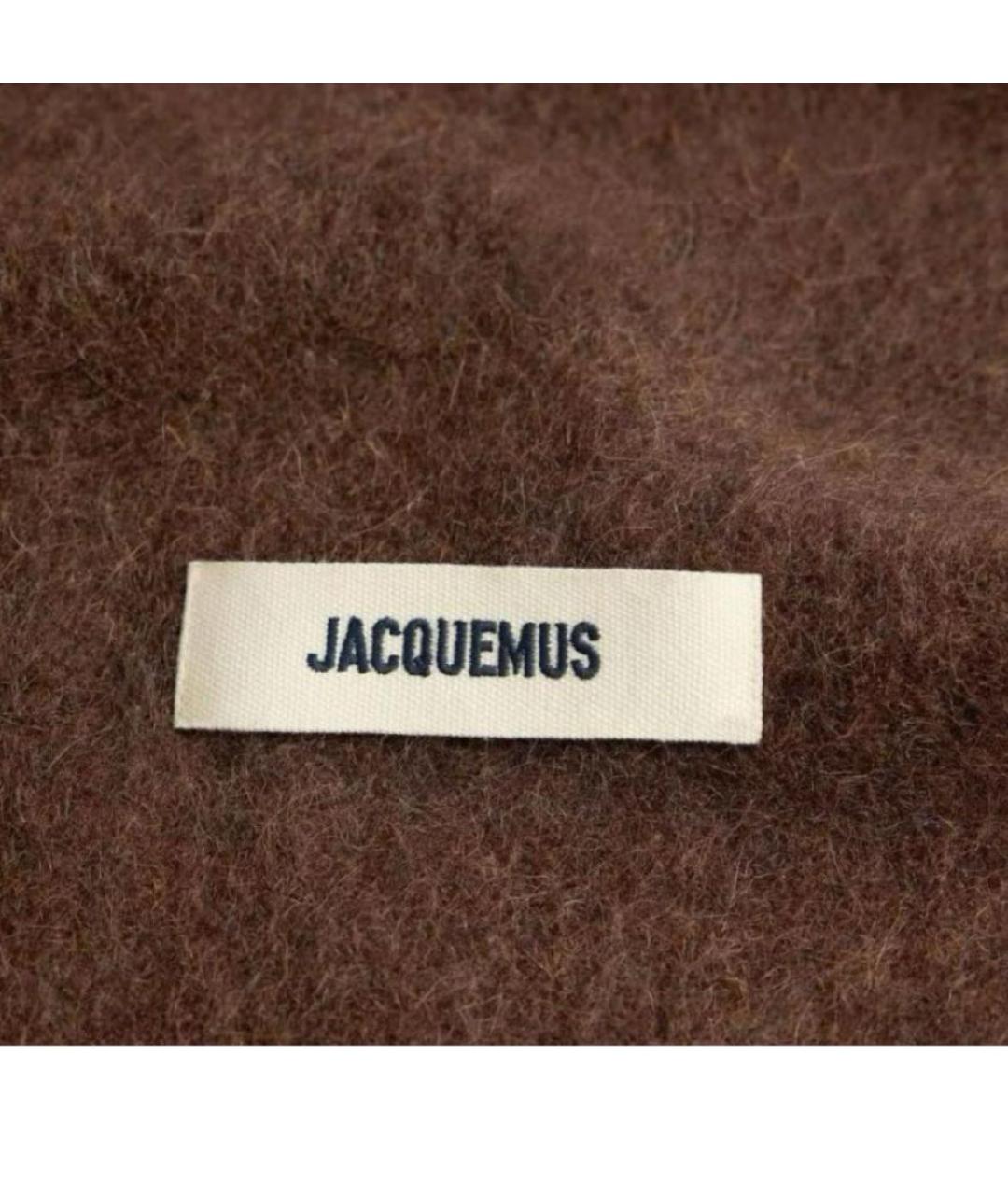 JACQUEMUS Коричневый шерстяной шарф, фото 3
