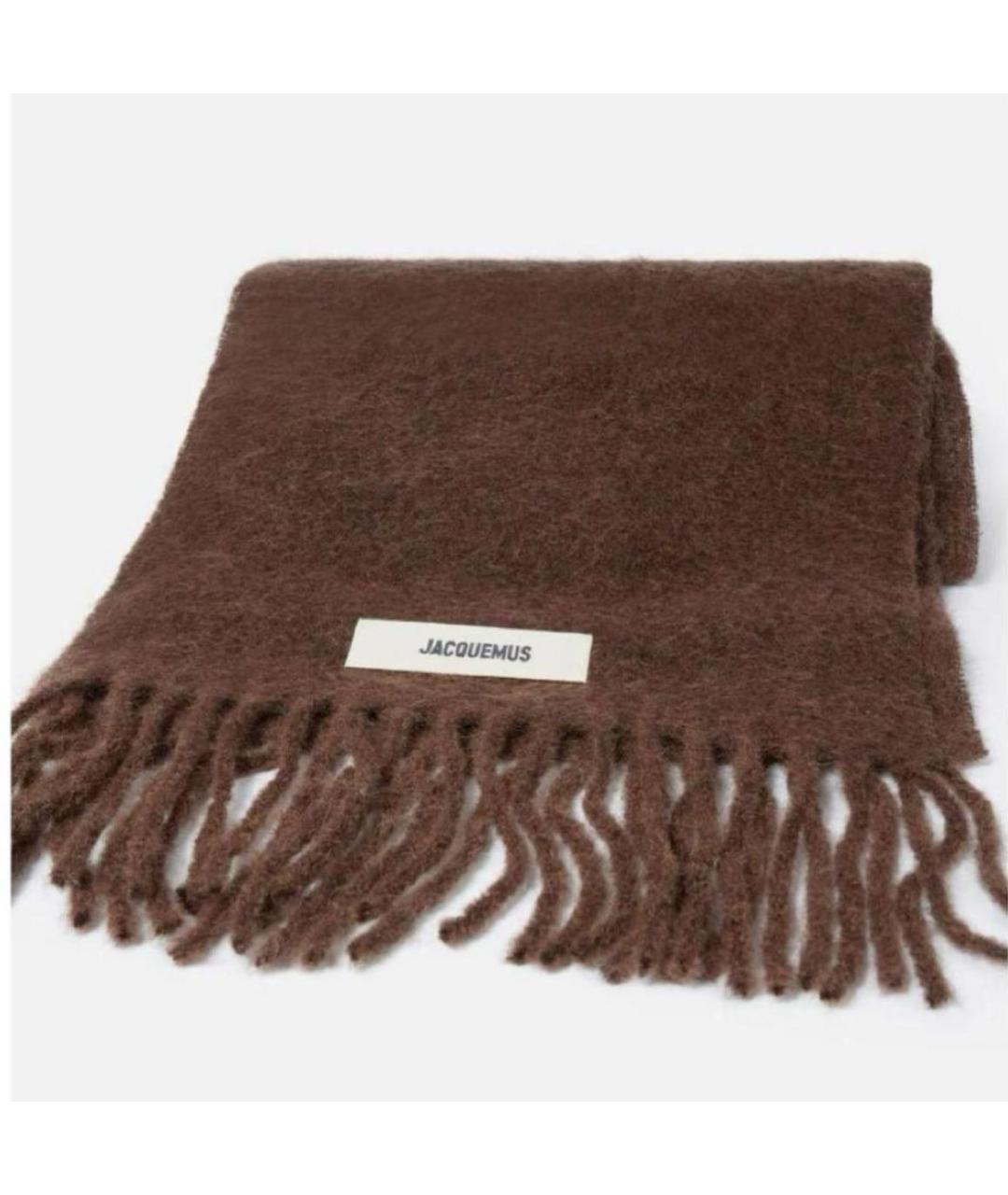 JACQUEMUS Коричневый шерстяной шарф, фото 2