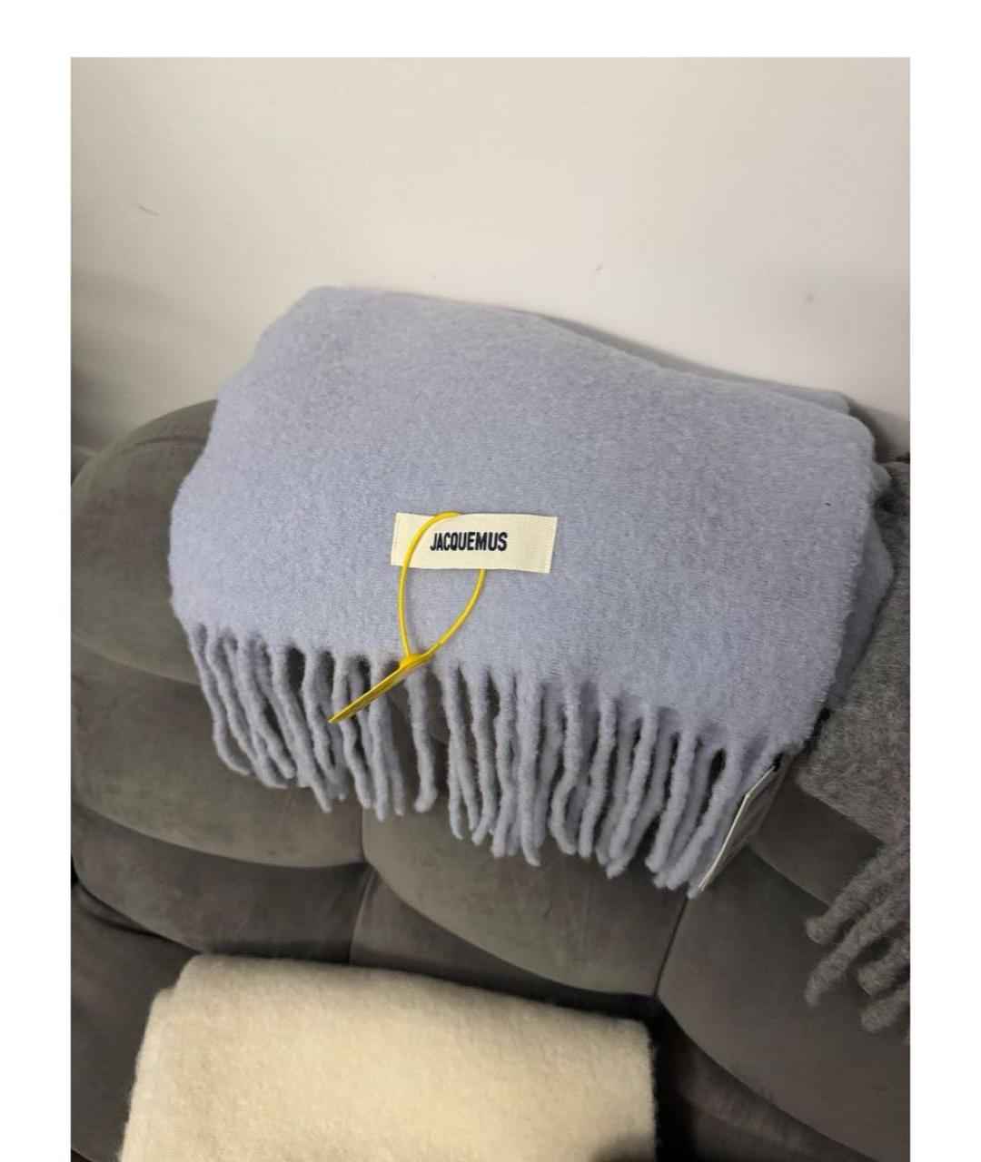 JACQUEMUS Голубой шерстяной шарф, фото 3