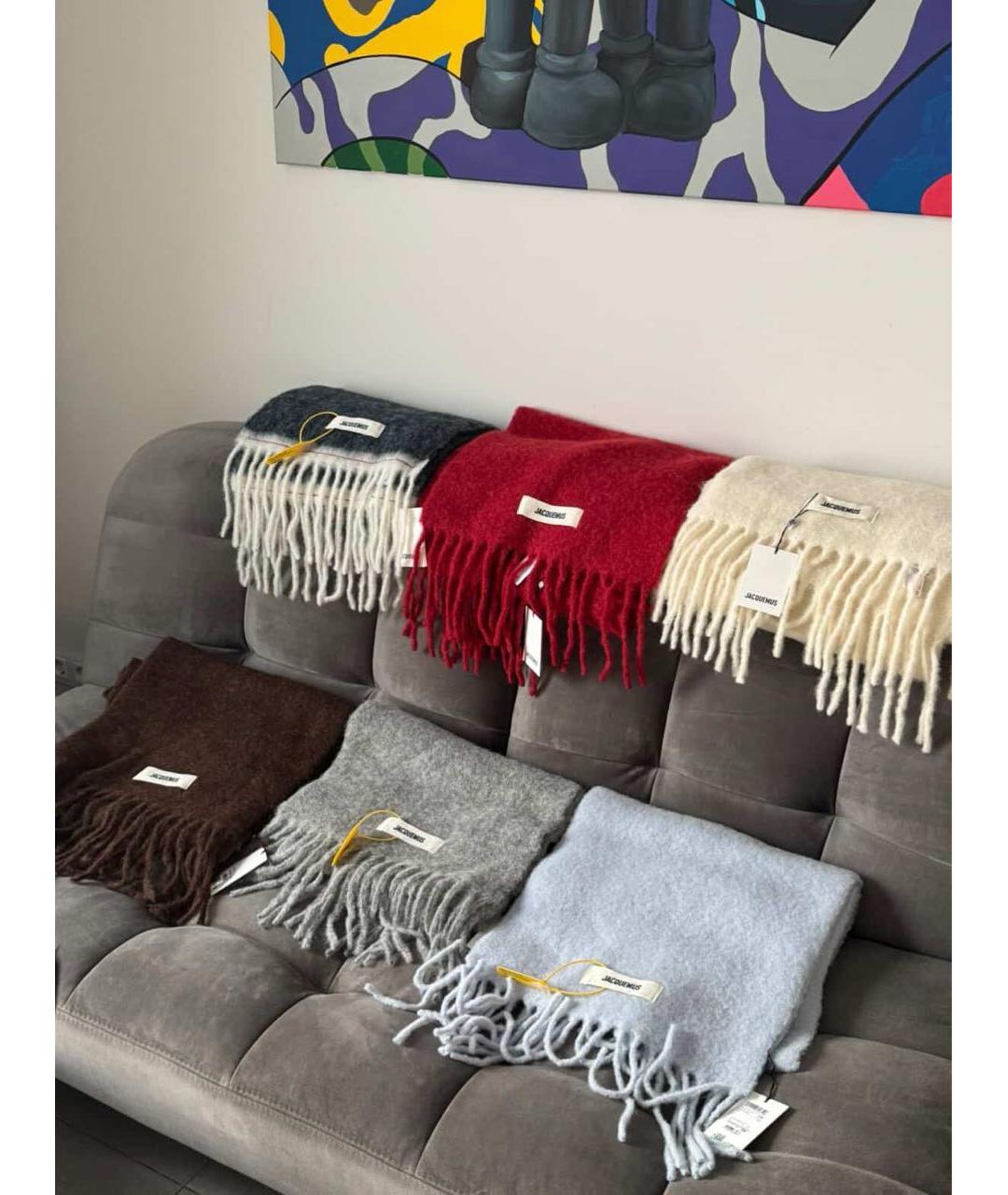 JACQUEMUS Голубой шерстяной шарф, фото 4