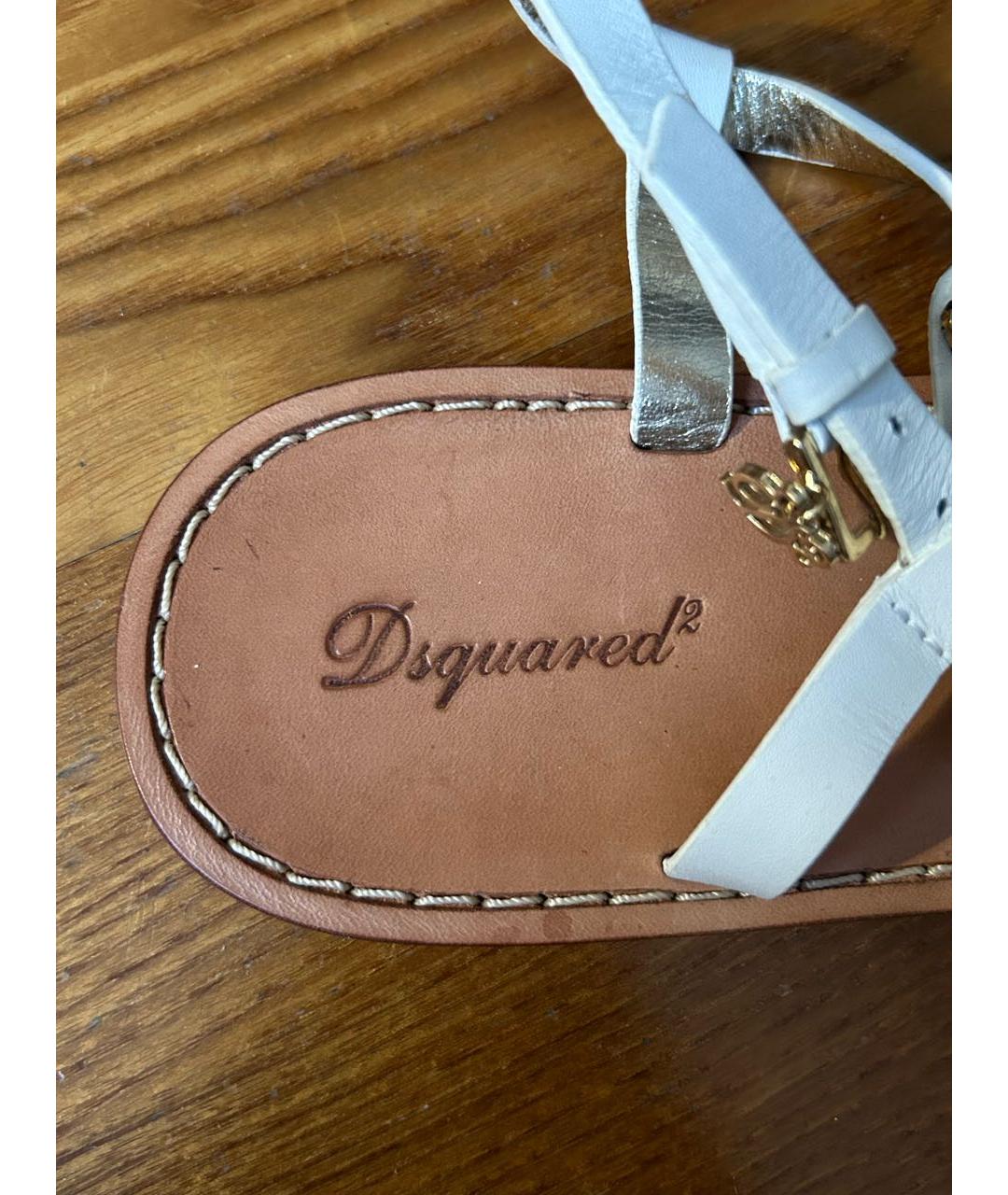 DSQUARED2 Белые кожаные босоножки, фото 7