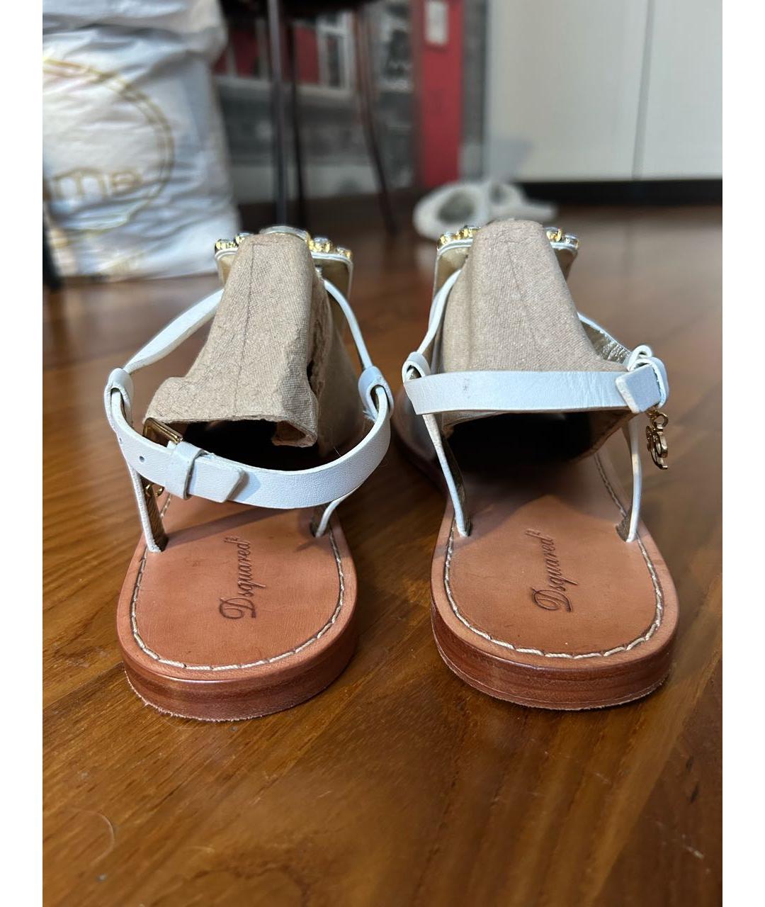 DSQUARED2 Белые кожаные босоножки, фото 4