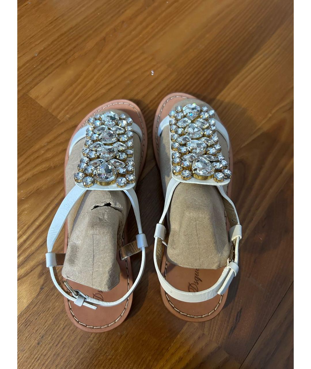 DSQUARED2 Белые кожаные босоножки, фото 3