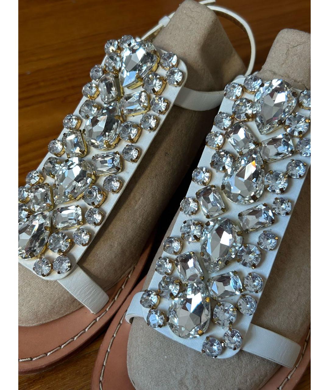 DSQUARED2 Белые кожаные босоножки, фото 8