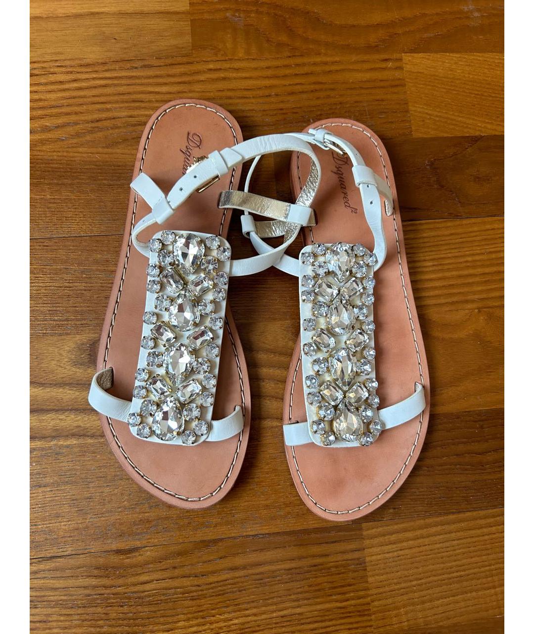 DSQUARED2 Белые кожаные босоножки, фото 5