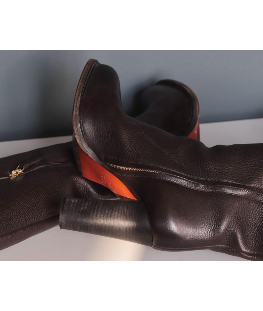 SANTONI Коричневые кожаные сапоги, фото 7