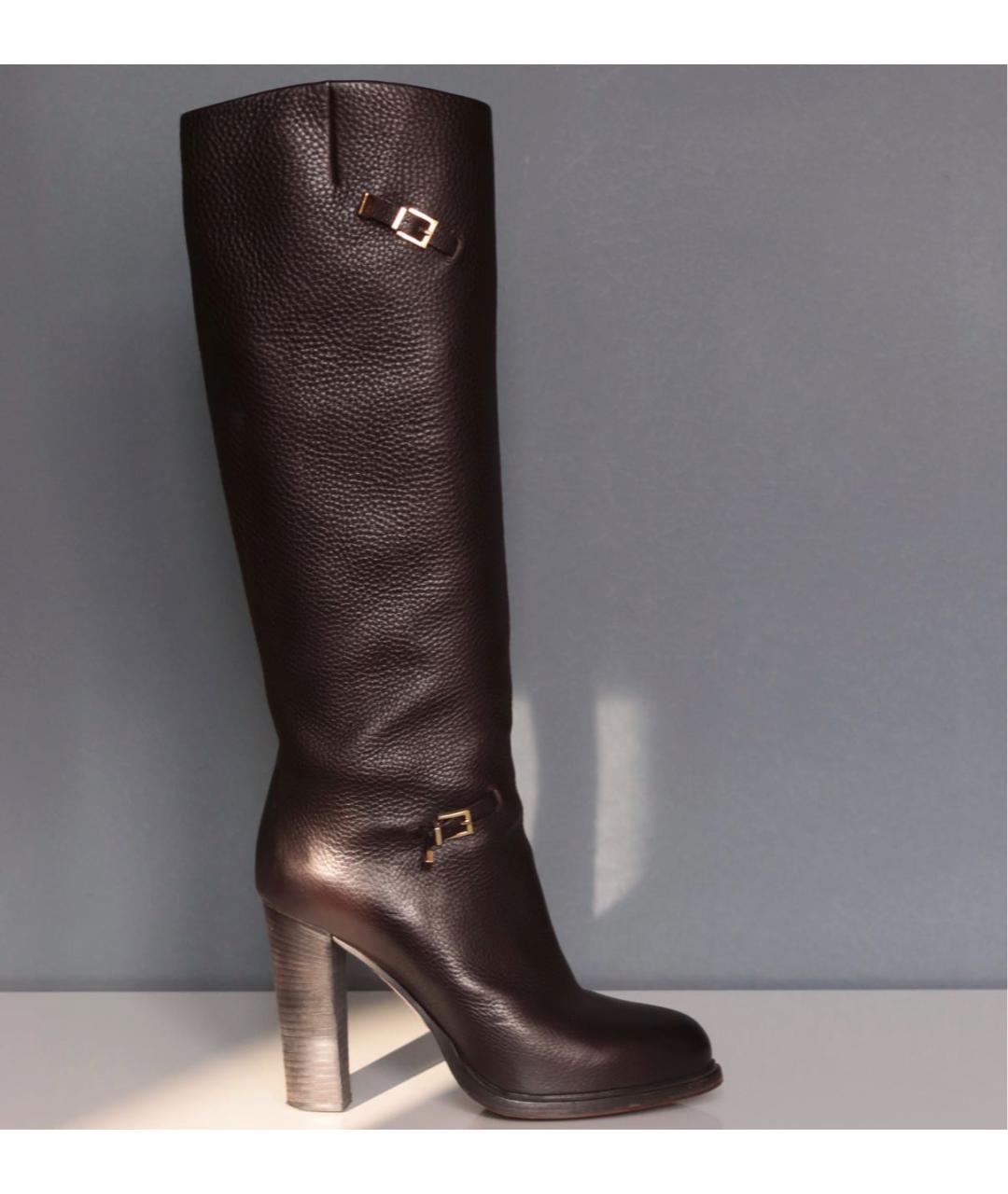 SANTONI Коричневые кожаные сапоги, фото 9