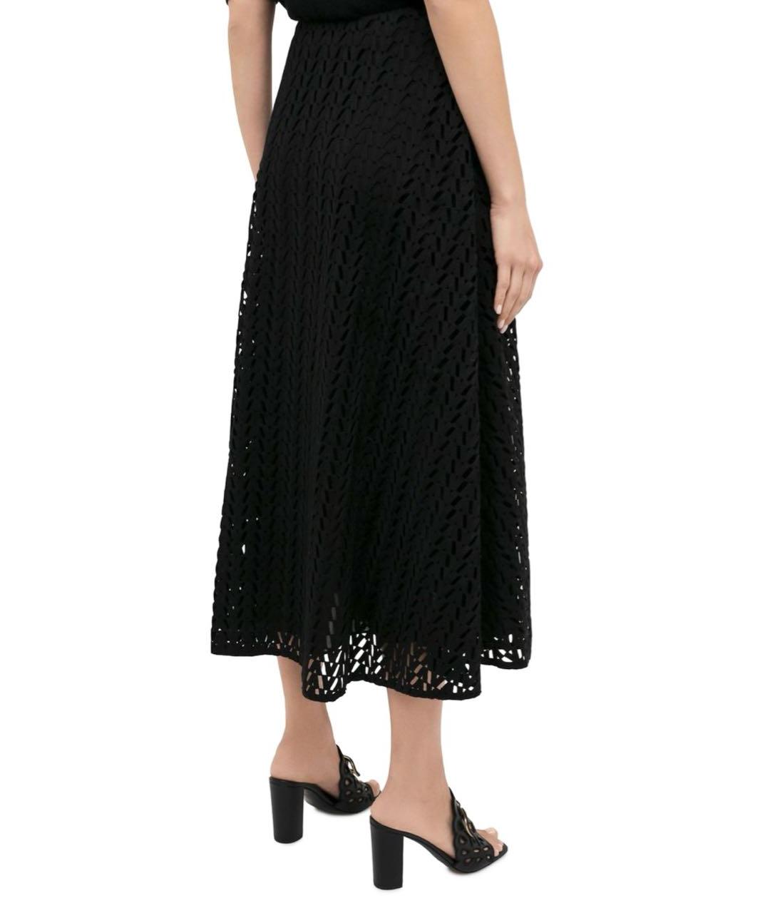 VALENTINO Черная хлопковая юбка миди, фото 2