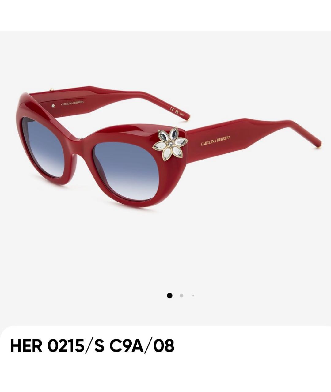 CAROLINA HERRERA Красные пластиковые солнцезащитные очки, фото 8