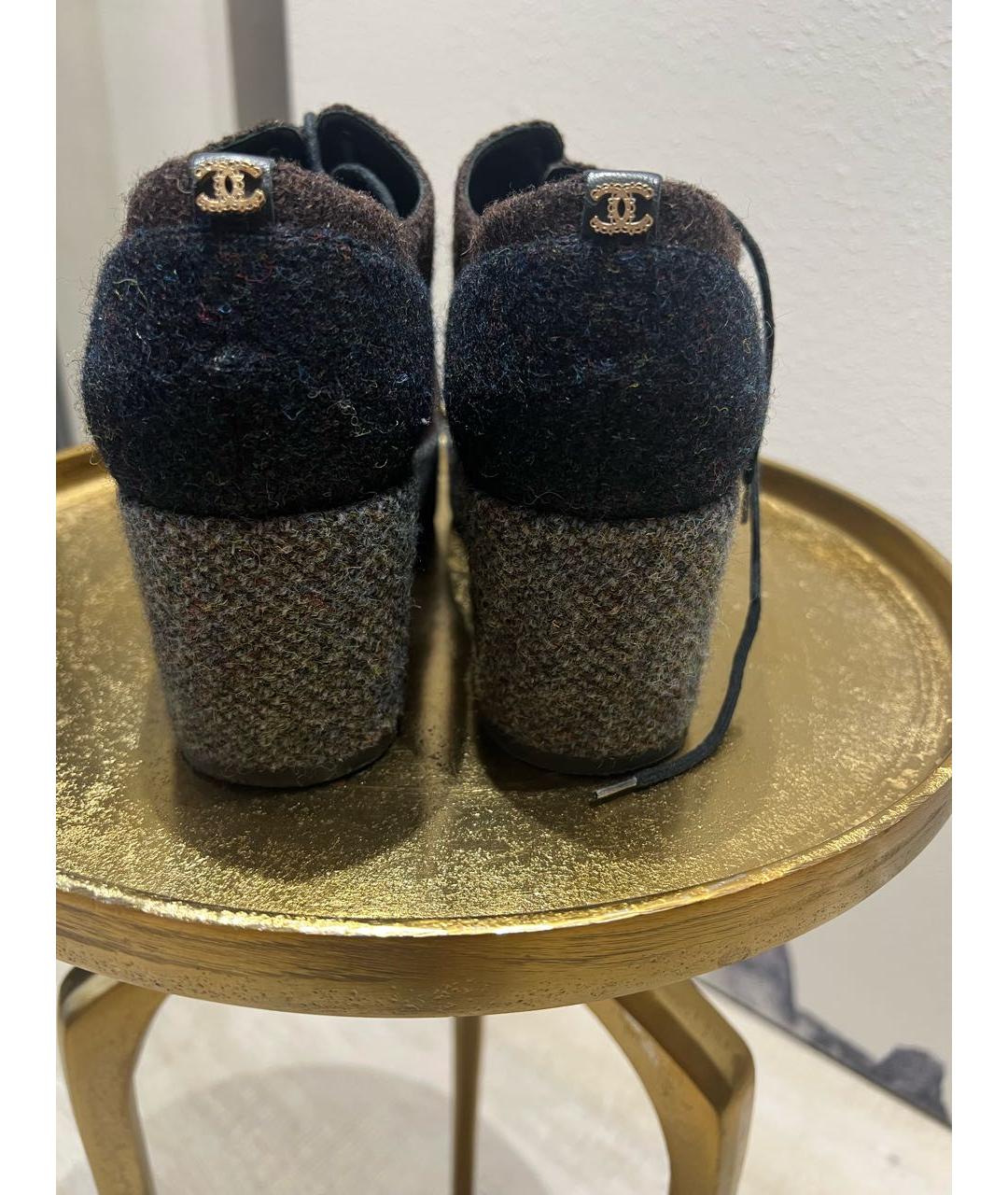 CHANEL Бордовые текстильные ботинки, фото 2