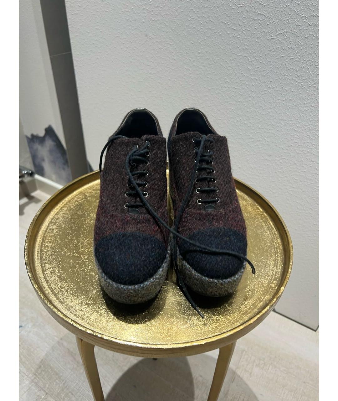 CHANEL Бордовые текстильные ботинки, фото 4