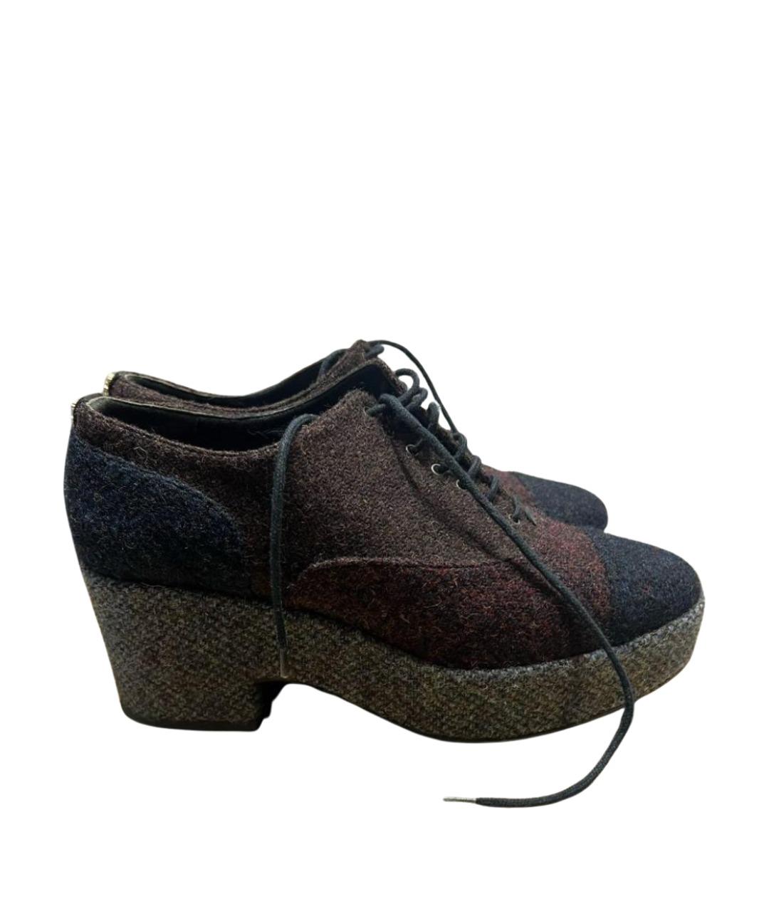 CHANEL Бордовые текстильные ботинки, фото 1