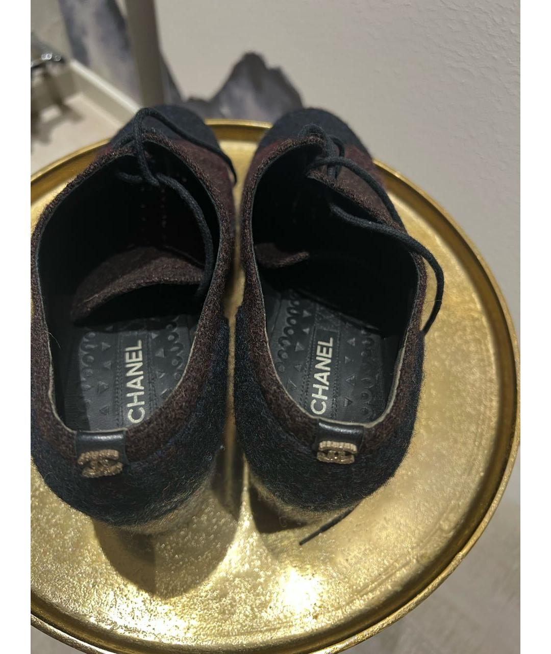 CHANEL Бордовые текстильные ботинки, фото 3