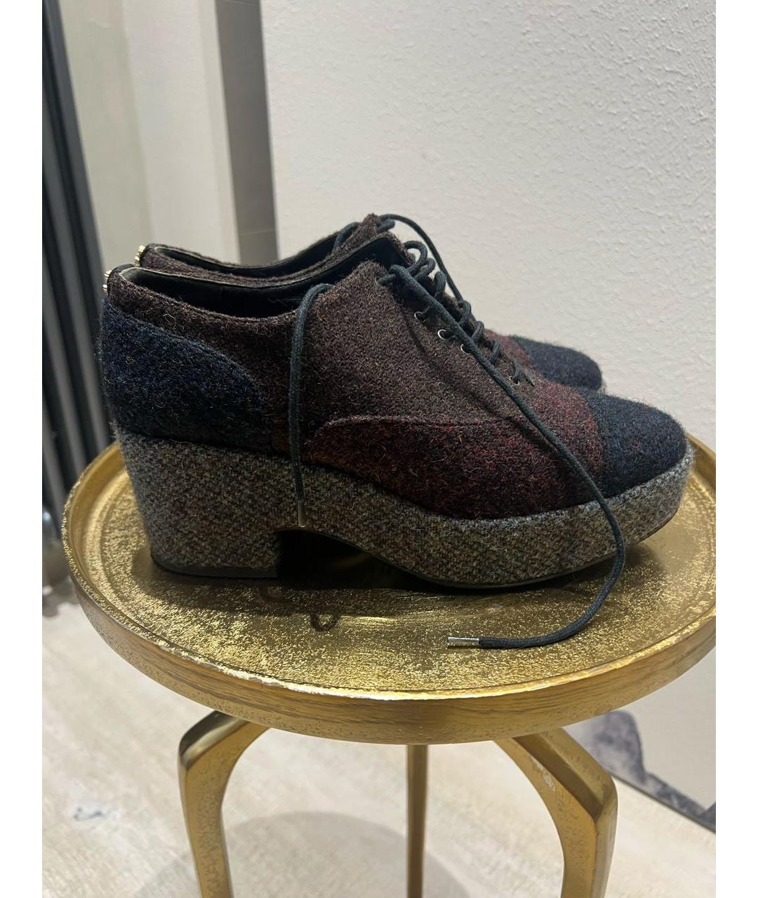 CHANEL Бордовые текстильные ботинки, фото 6