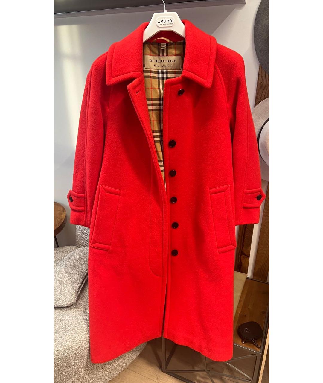 BURBERRY Красное шерстяное пальто, фото 5