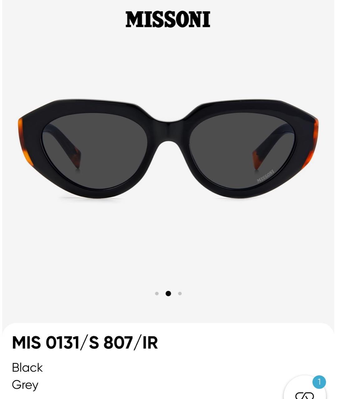 MISSONI Черные пластиковые солнцезащитные очки, фото 4