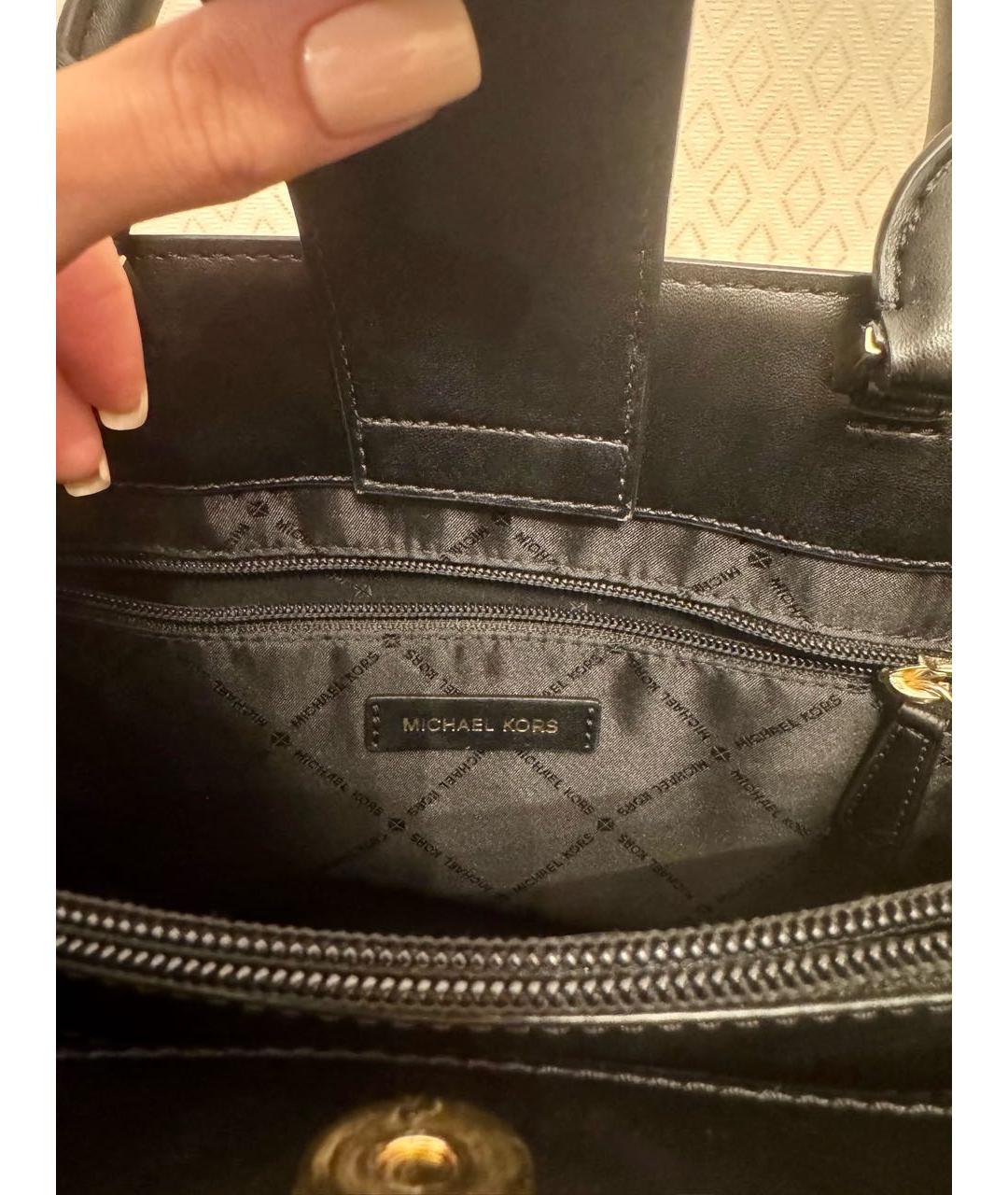 MICHAEL KORS Черная кожаная сумка с короткими ручками, фото 4