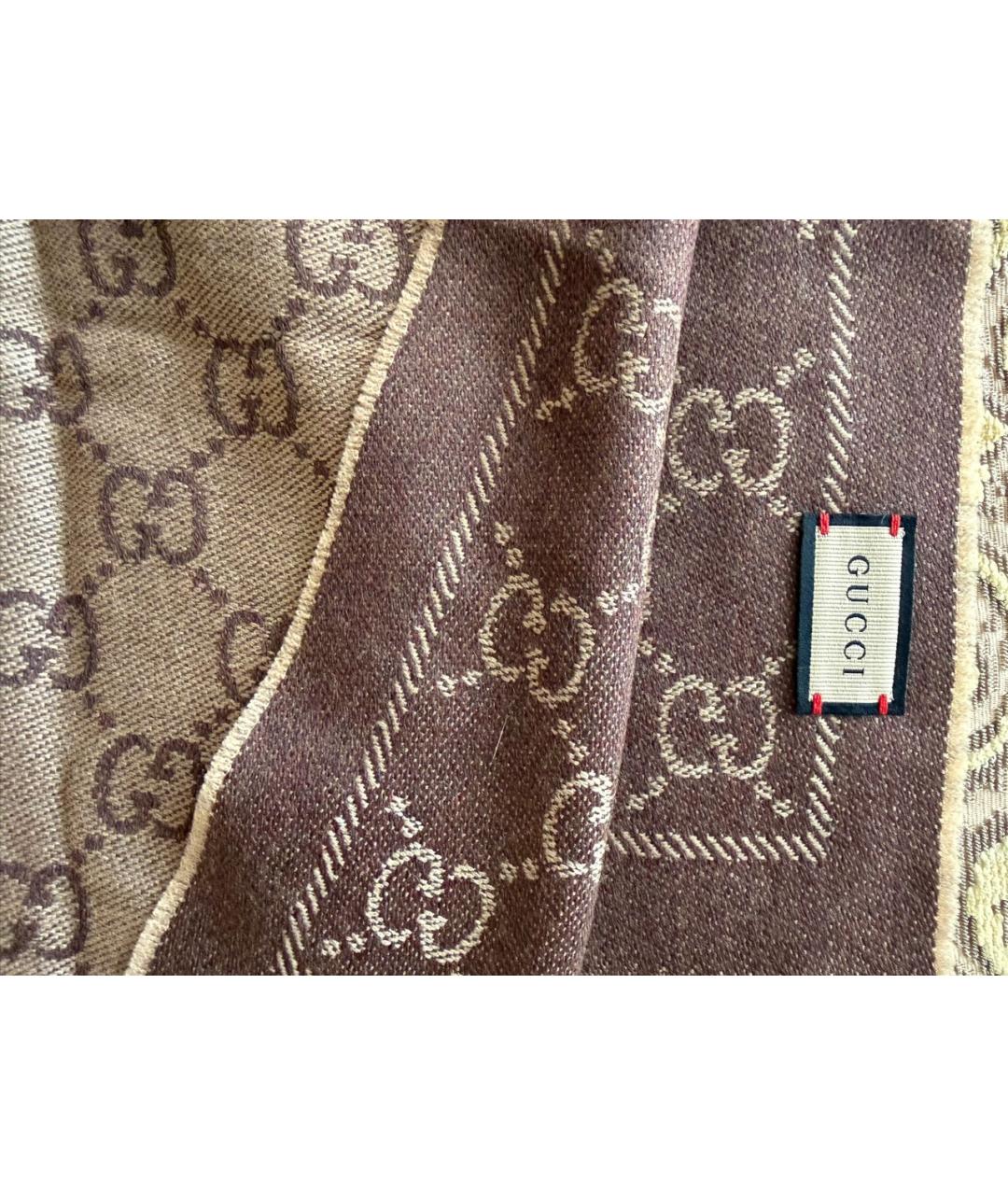 GUCCI Бежевый шерстяной шарф, фото 2