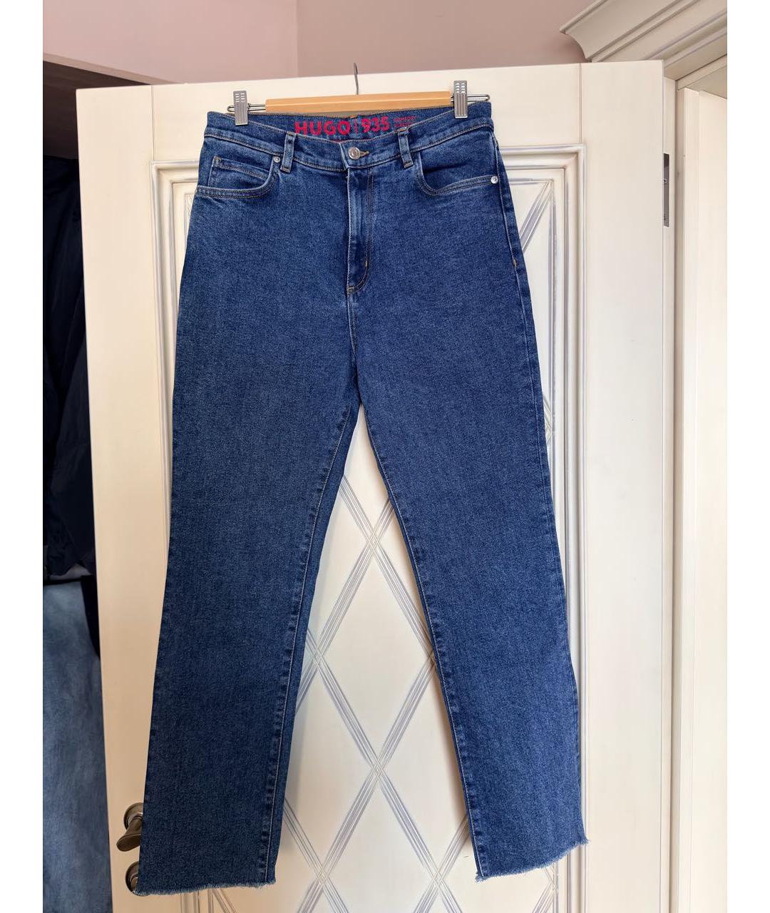 HUGO Синие хлопко-полиэстеровые прямые джинсы, фото 9