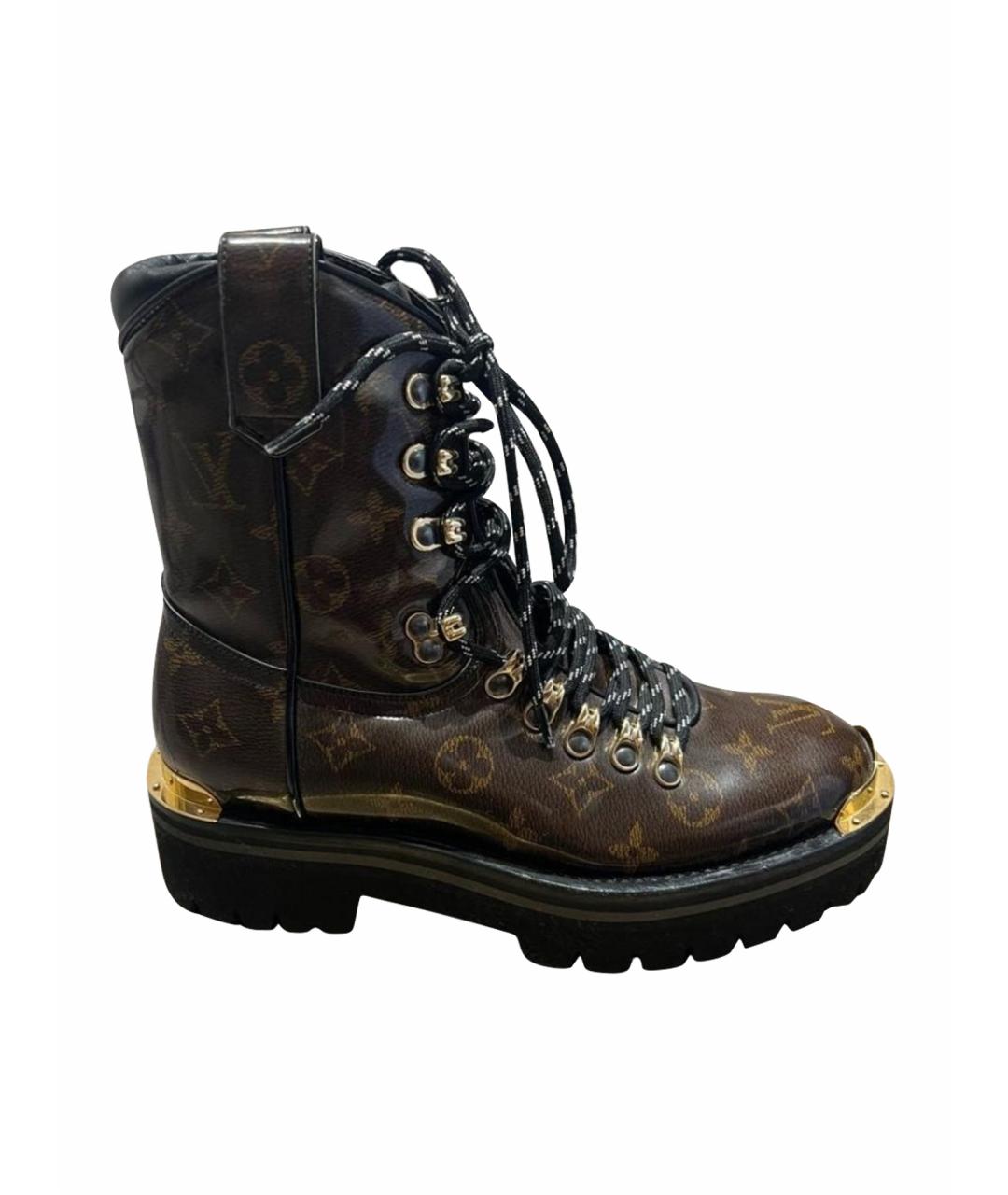 LOUIS VUITTON Коричневые ботинки из лакированной кожи, фото 1