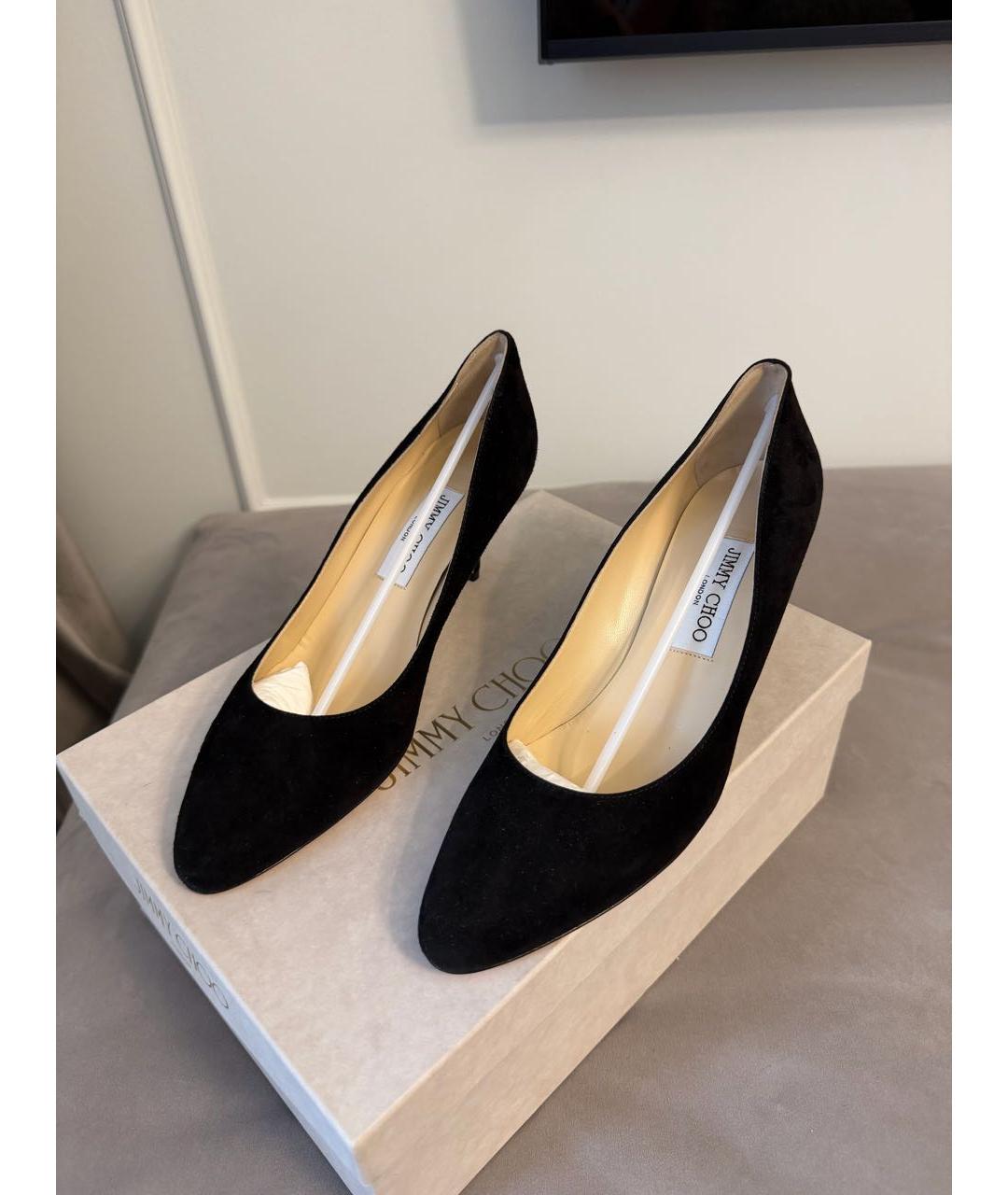 JIMMY CHOO Черные замшевые лодочки на низком каблуке, фото 3