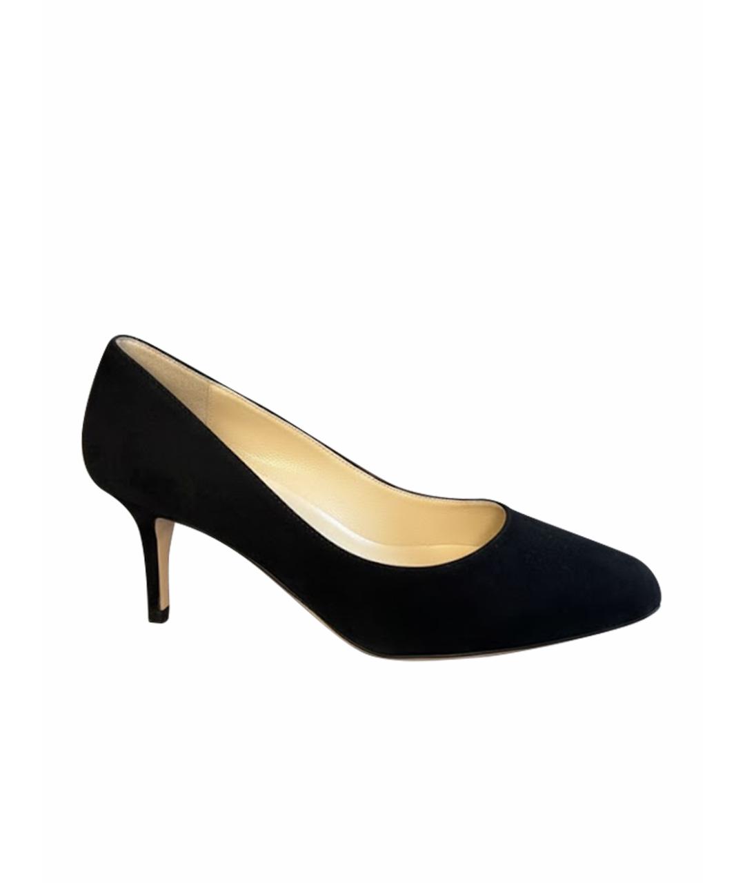 JIMMY CHOO Черные замшевые лодочки на низком каблуке, фото 1