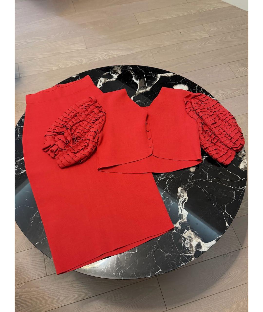 ULYANA SERGEENKO Красный вискозный костюм с юбками, фото 8