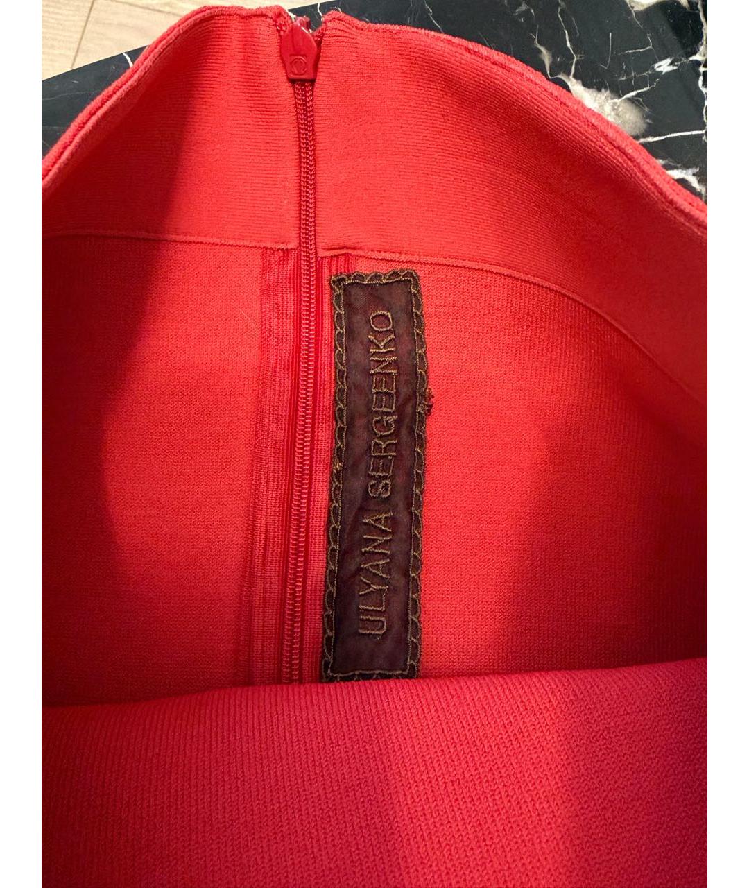 ULYANA SERGEENKO Красный вискозный костюм с юбками, фото 4