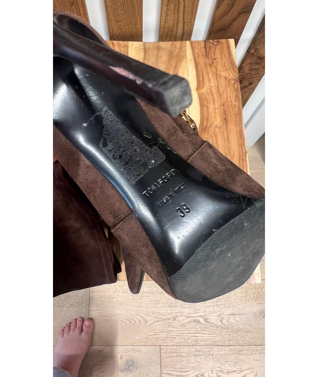 TOM FORD Коричневые замшевые ботфорты, фото 5