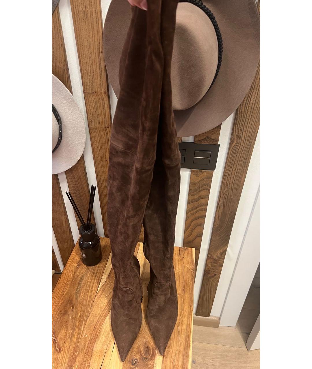 TOM FORD Коричневые замшевые ботфорты, фото 2
