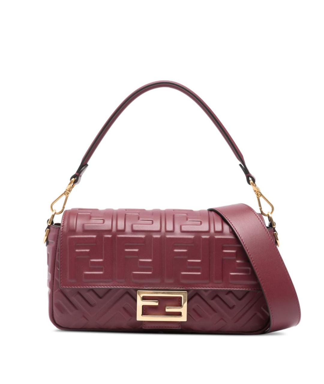 FENDI Бордовая кожаная сумка через плечо, фото 1