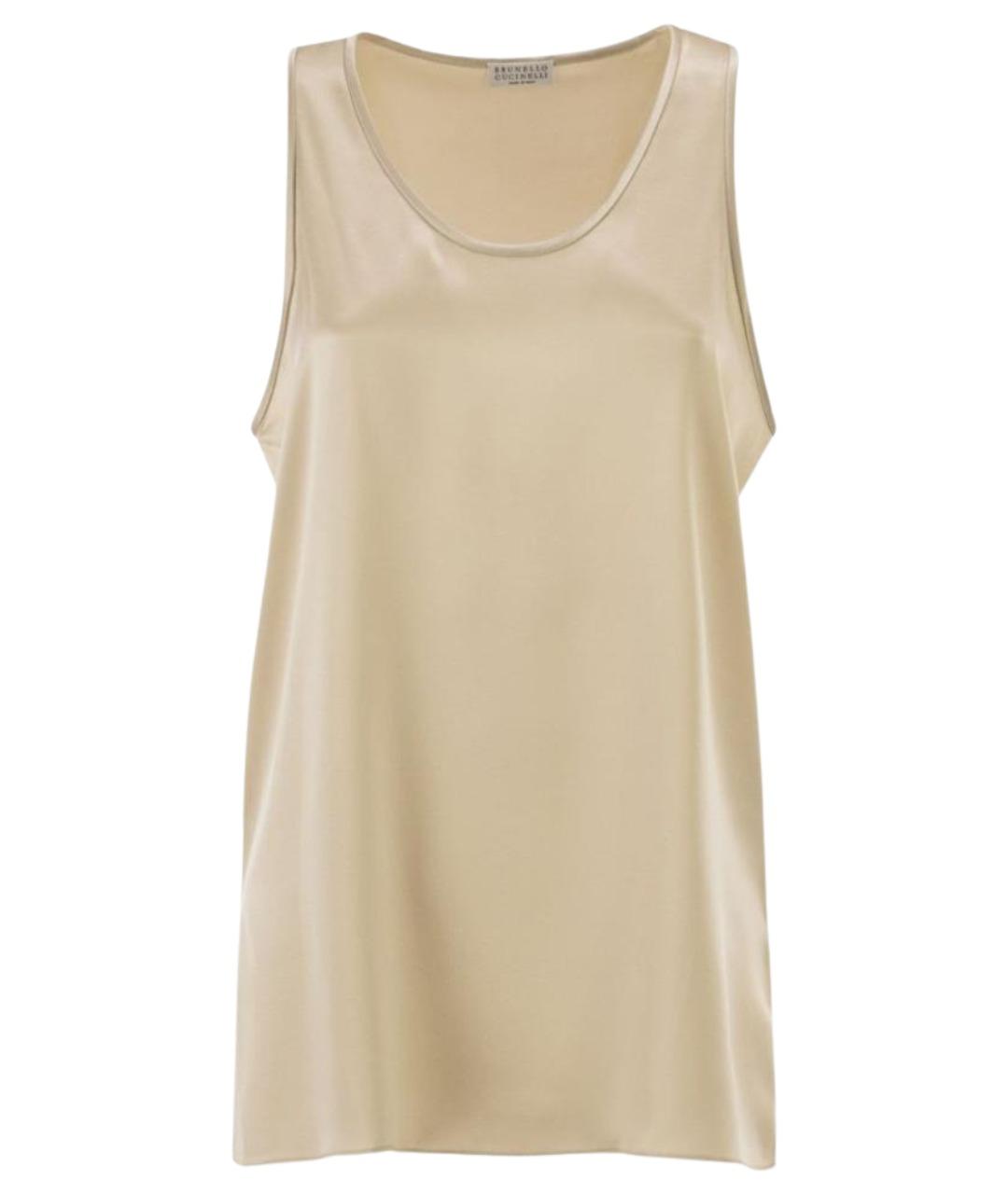 BRUNELLO CUCINELLI Бежевая шелковая майка, фото 1