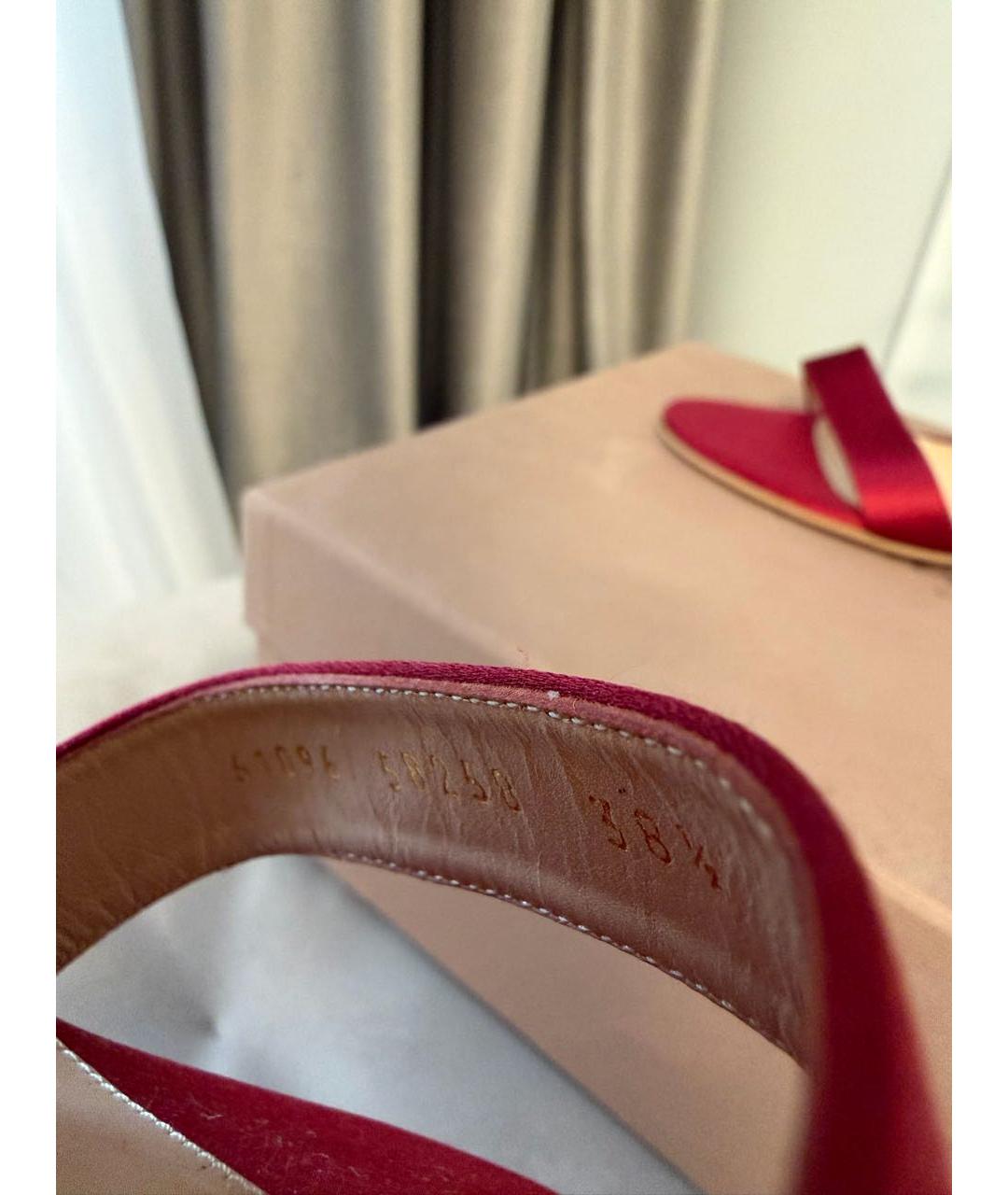 GIANVITO ROSSI Красные текстильные босоножки, фото 4