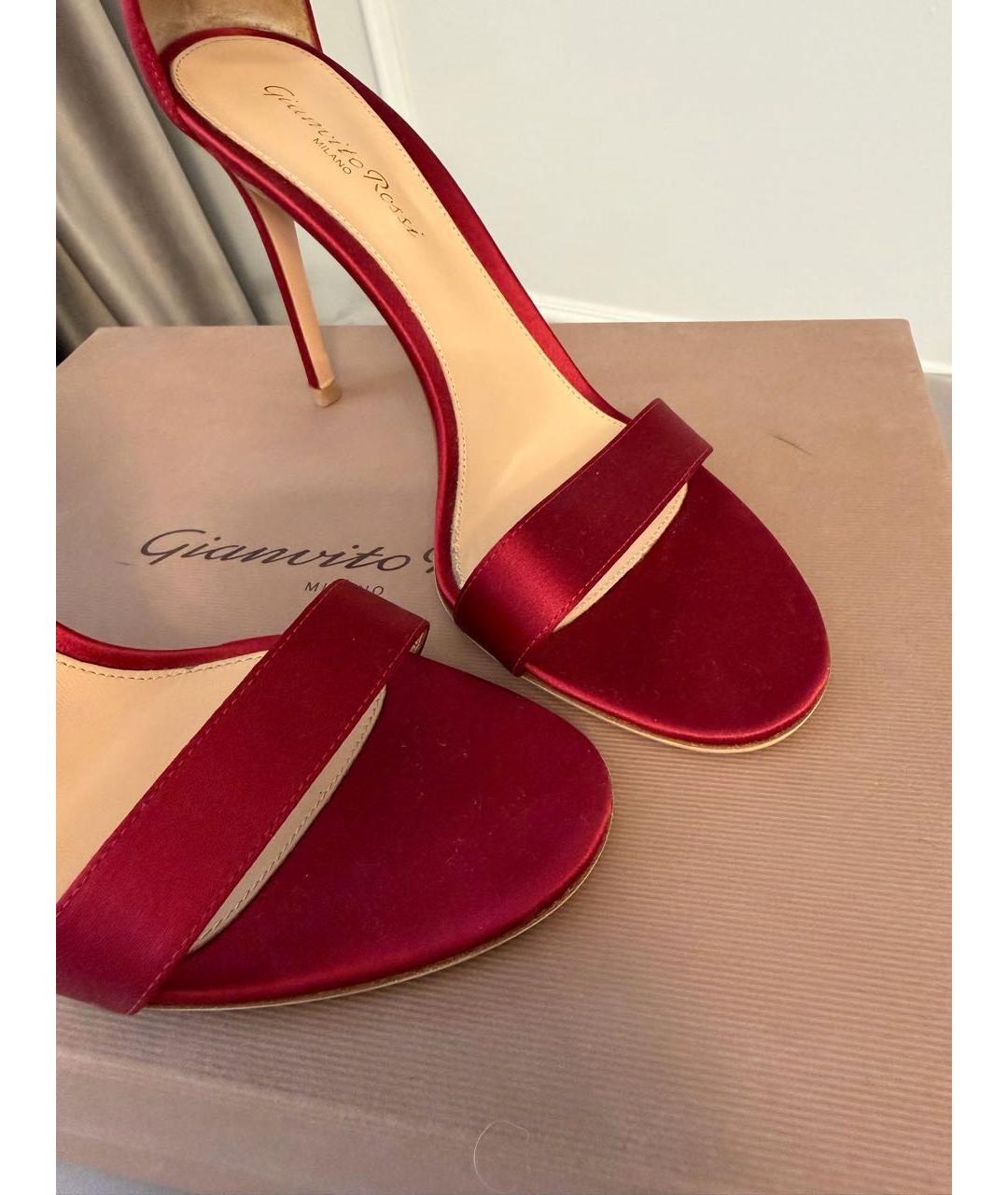 GIANVITO ROSSI Красные текстильные босоножки, фото 5