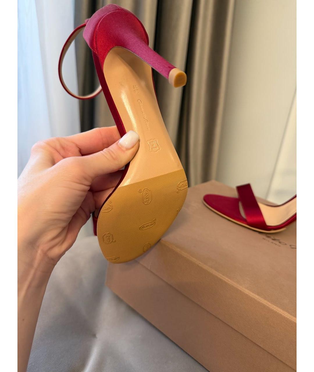 GIANVITO ROSSI Красные текстильные босоножки, фото 2