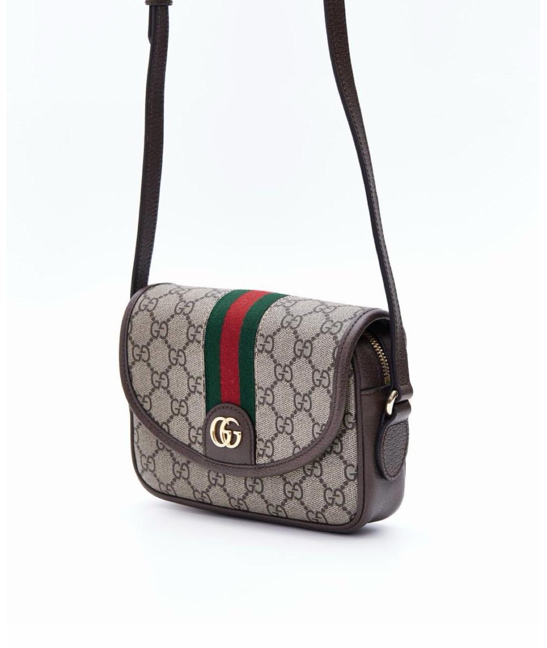 GUCCI Коричневая кожаная сумка через плечо, фото 6