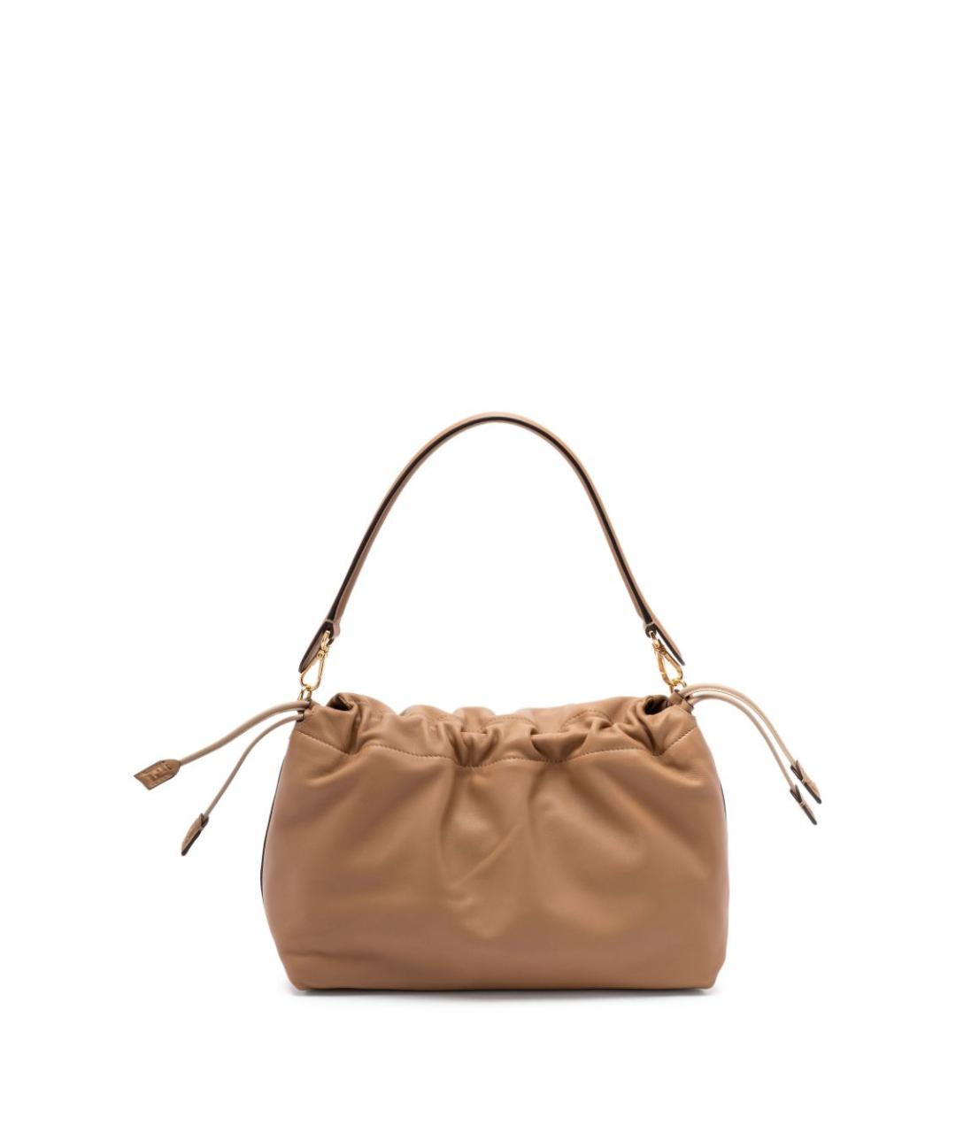 FENDI Бежевая кожаная сумка через плечо, фото 5