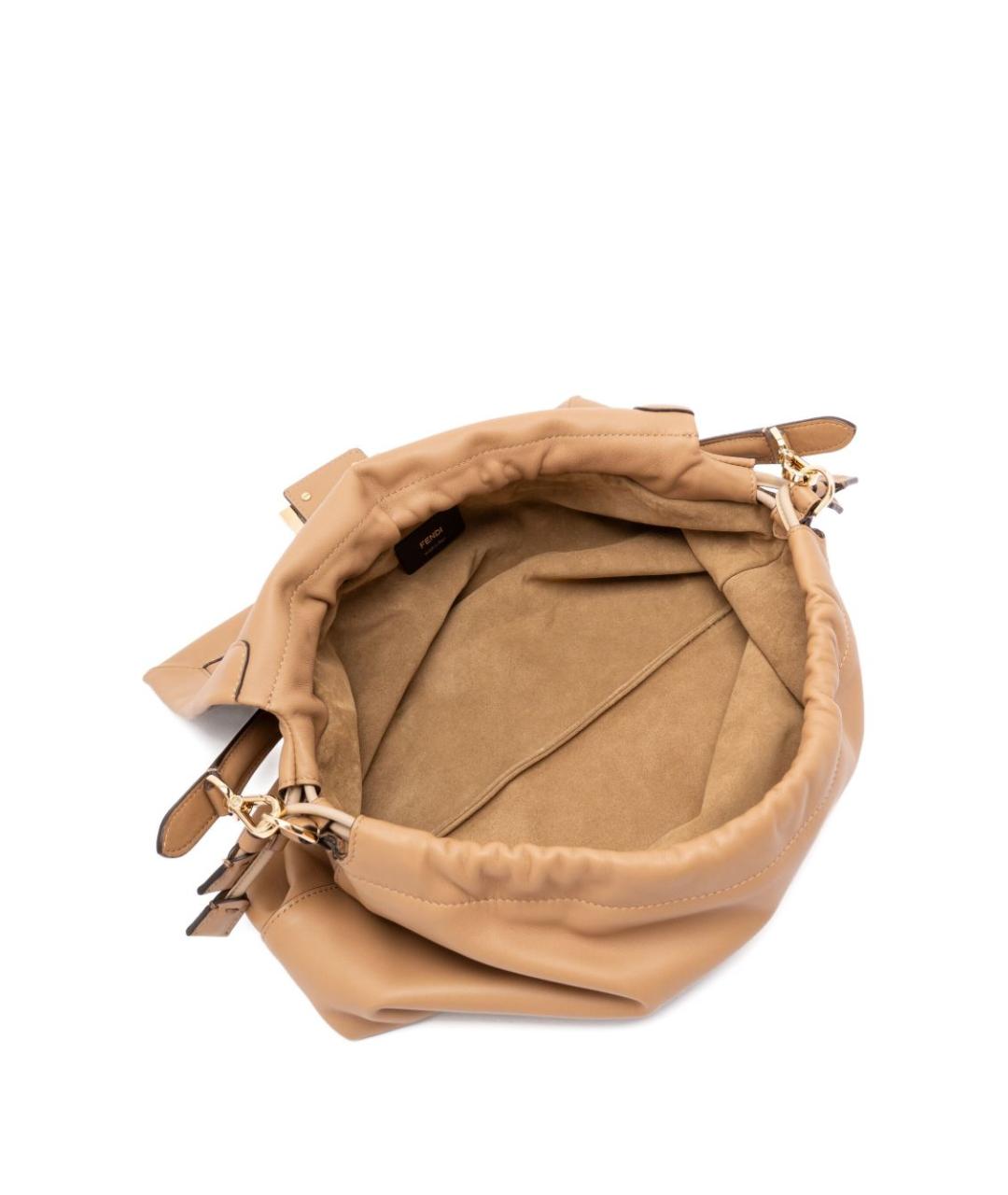 FENDI Бежевая кожаная сумка через плечо, фото 2