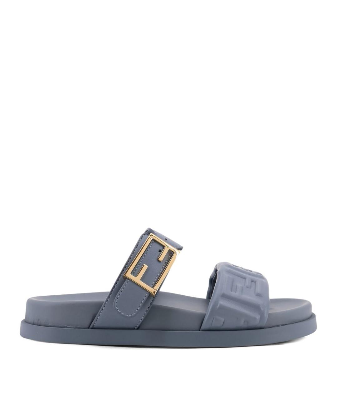 FENDI Синие кожаные сандалии, фото 1
