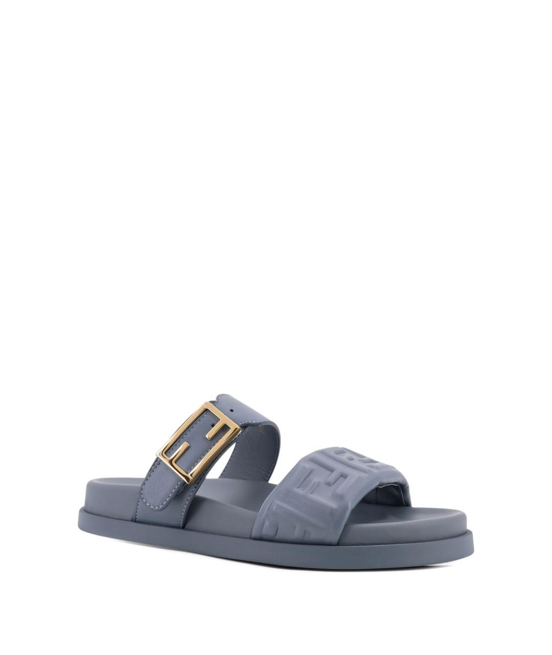 FENDI Синие кожаные сандалии, фото 2