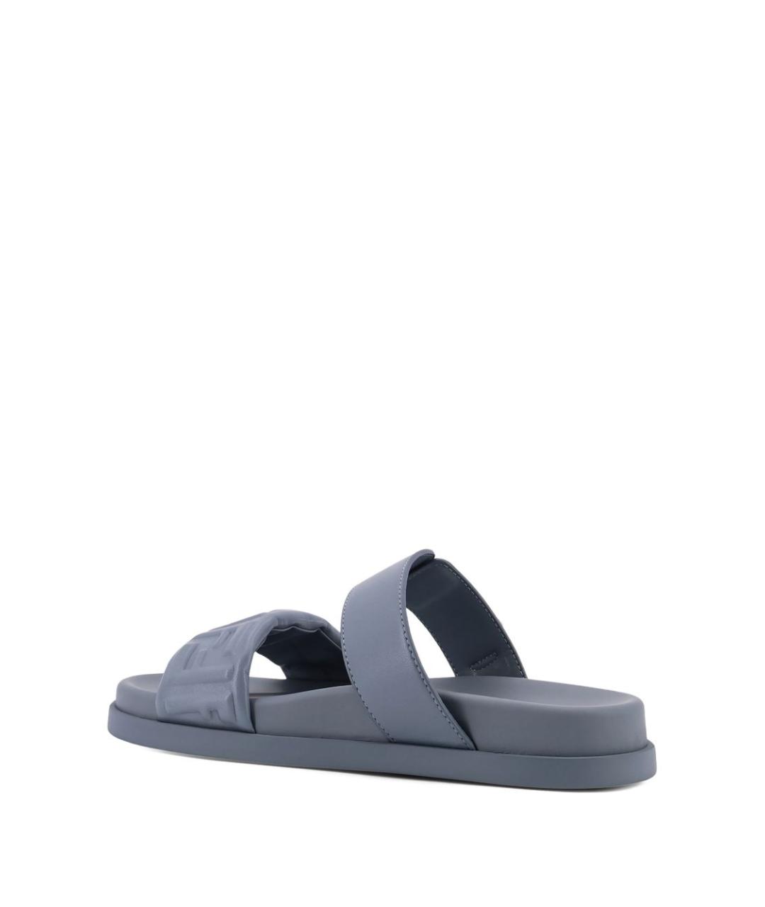 FENDI Синие кожаные сандалии, фото 3