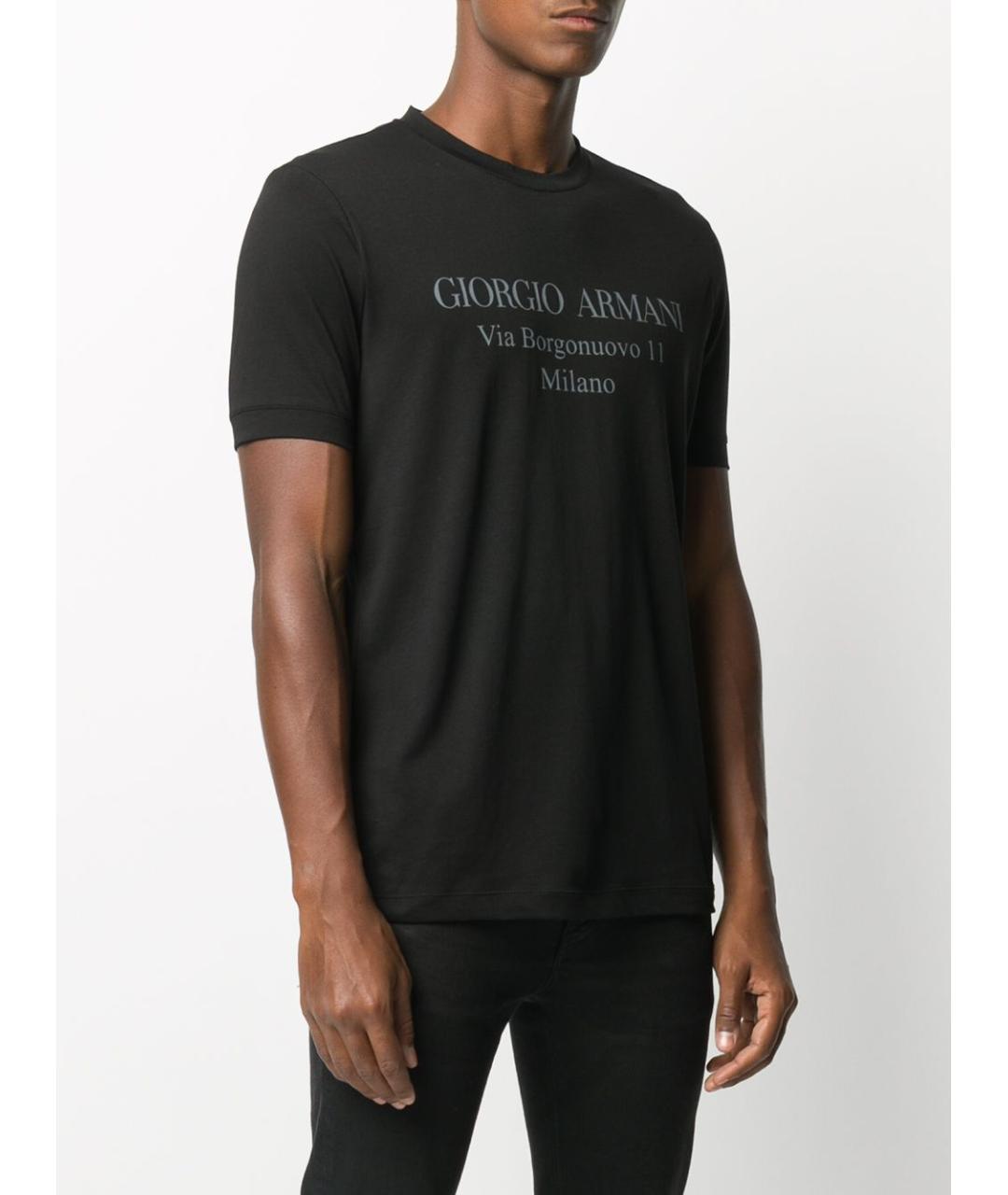 GIORGIO ARMANI Черная хлопковая футболка, фото 4